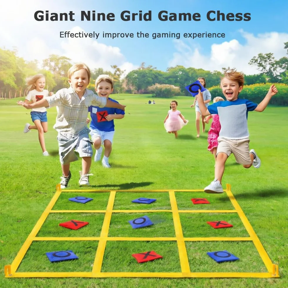 Juego para Exteriores Tic TAC Toe, Juego Gigante de Tres en Raya 1.2m con 10 Piezas X y O, Juegos De Patio Gigantes para Adultos, para Exteriores, Camping, día de Campo, para la Familia
