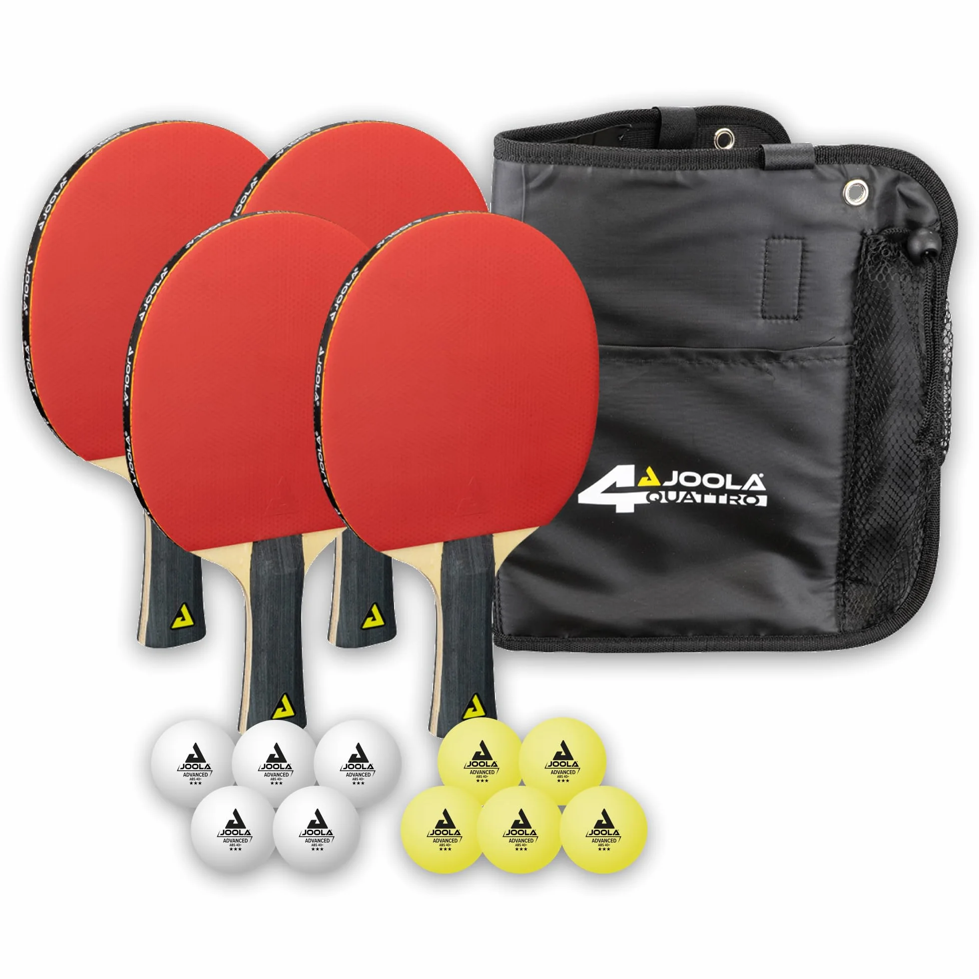 JOOLA Set Tenis de Mesa 4 Palas Pelotas Bolsa Transporte