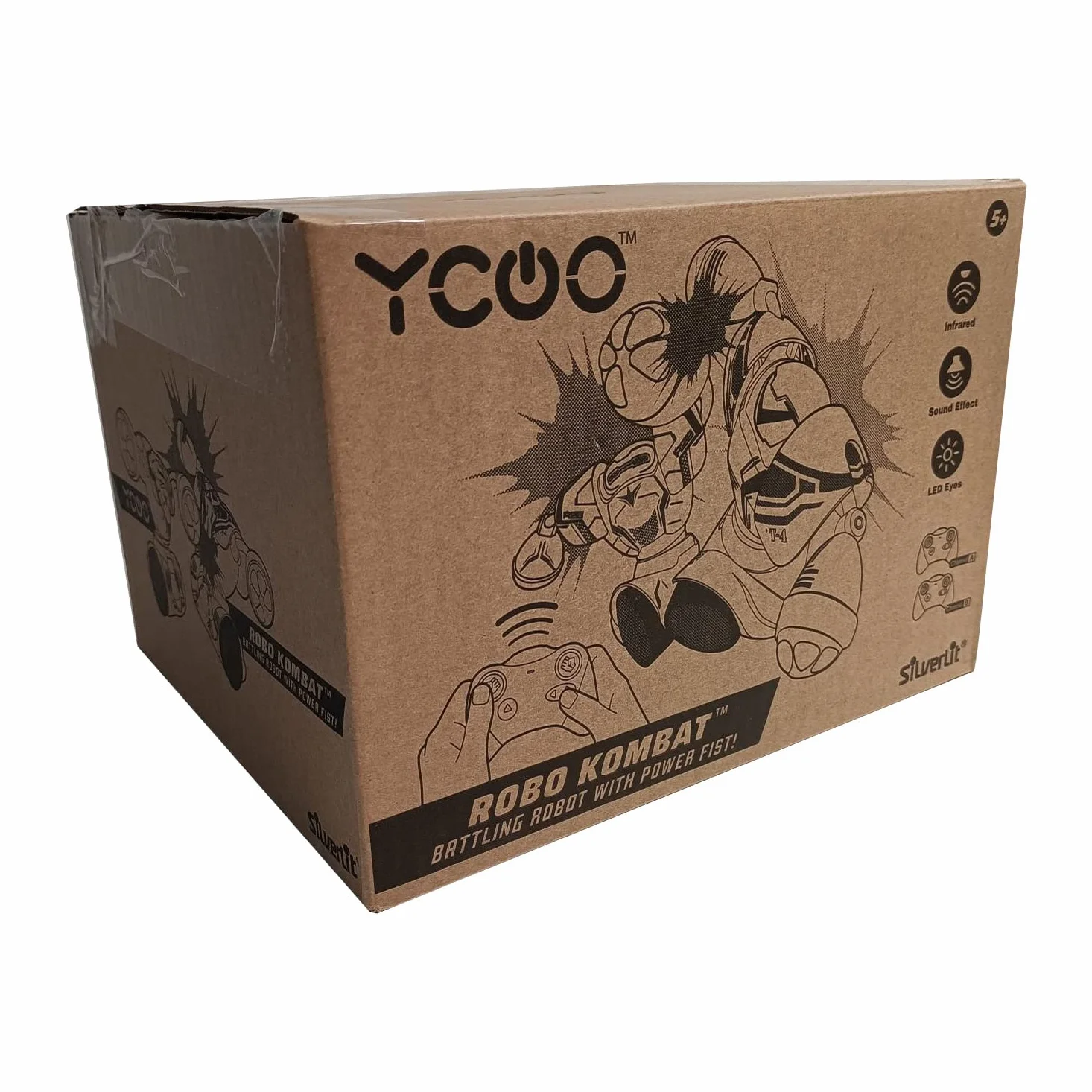 YCOO Pack 2 Robot Kombat Teledirigido 14 cm - Avanza y Golpea a su Oponente - Juguete para Niño con Efectos Sonoros y Luminosos