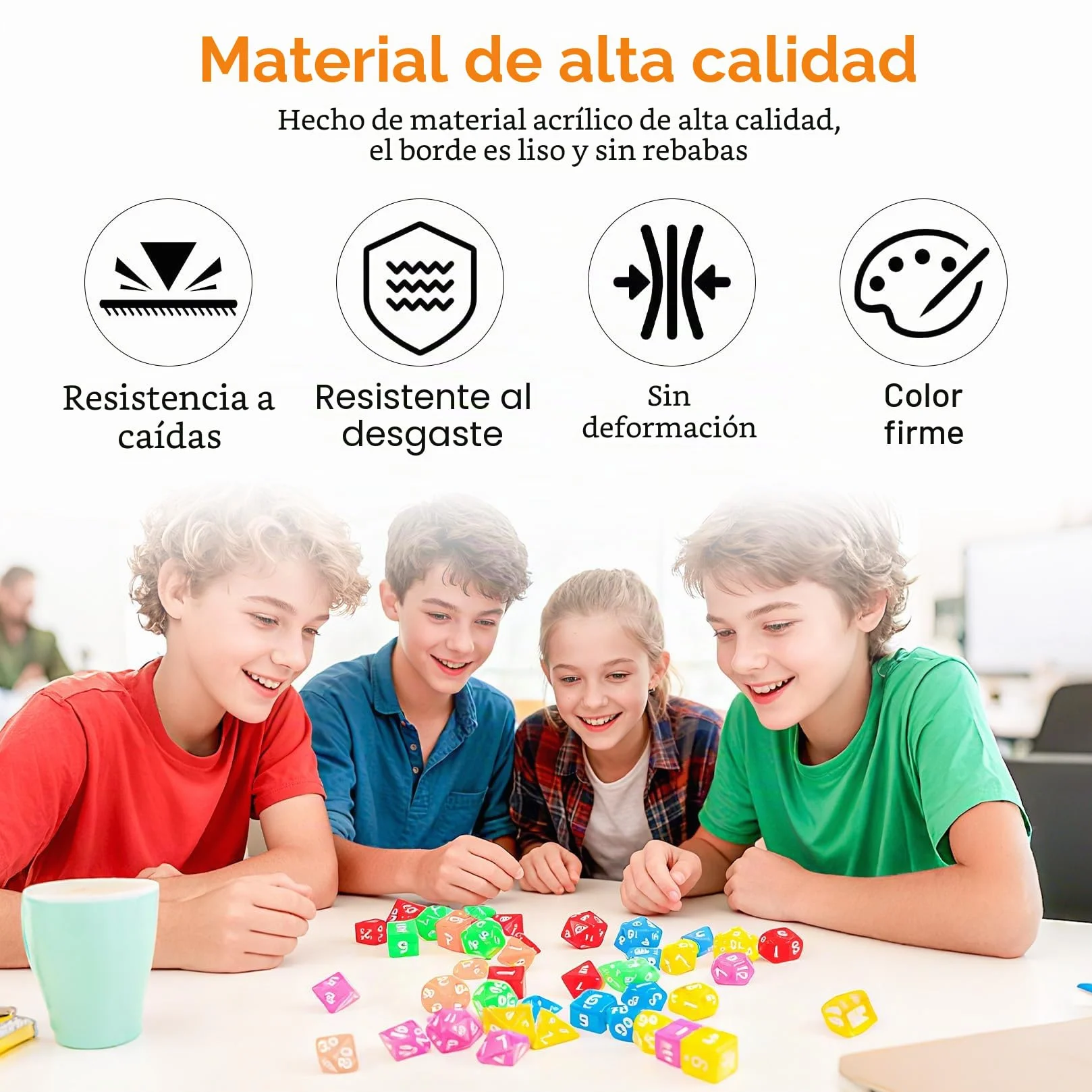 42 PcsDados Poliédricos, Dados Acrílicos Coloridos para MTG RPG D&D, Dados D4 D6 D8 D10 D12 D20, Juego de Mesa, Juego de rol