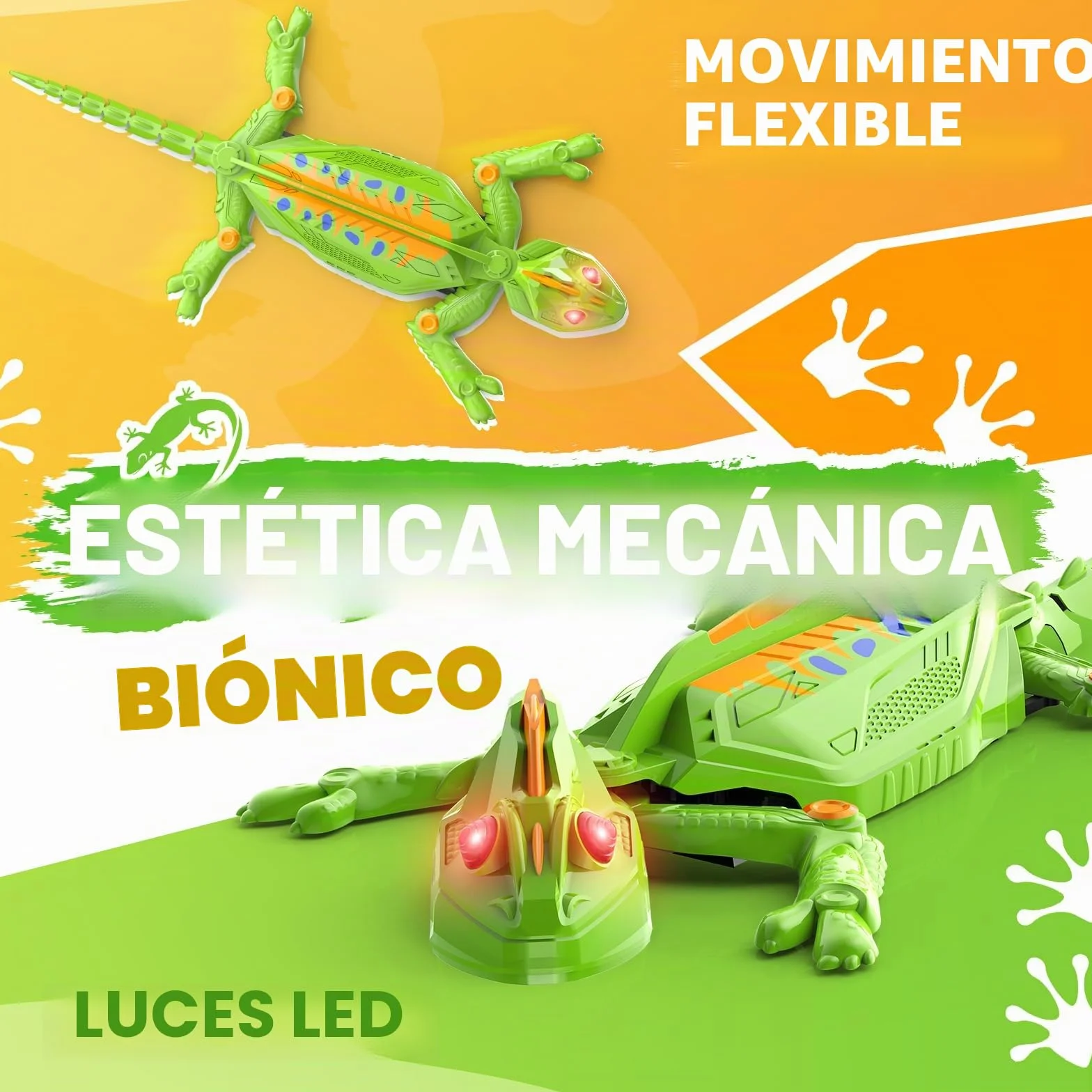 Gerbala Lagarto Teledirigido, Lagarto Robot Juguetes, Arrastrándose por Paredes y Techos, Camaleón Teledirigido con Ojos LED Brillantes, Movimientos Realistas, Regalo para Niños y Niñas 3+ Años