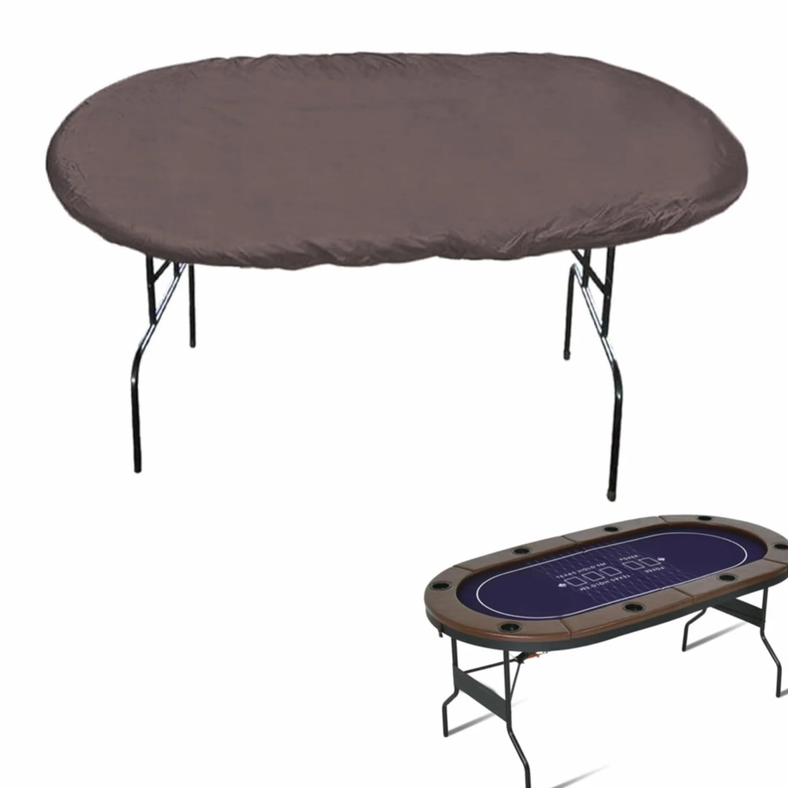 HpLive Cubierta De Mesa De Poker Ovalada Para Poker De Tela Oxford 420D, Funda Protectora Impermeable Para Mesas De Juego 244 X 122 CM(Gris)