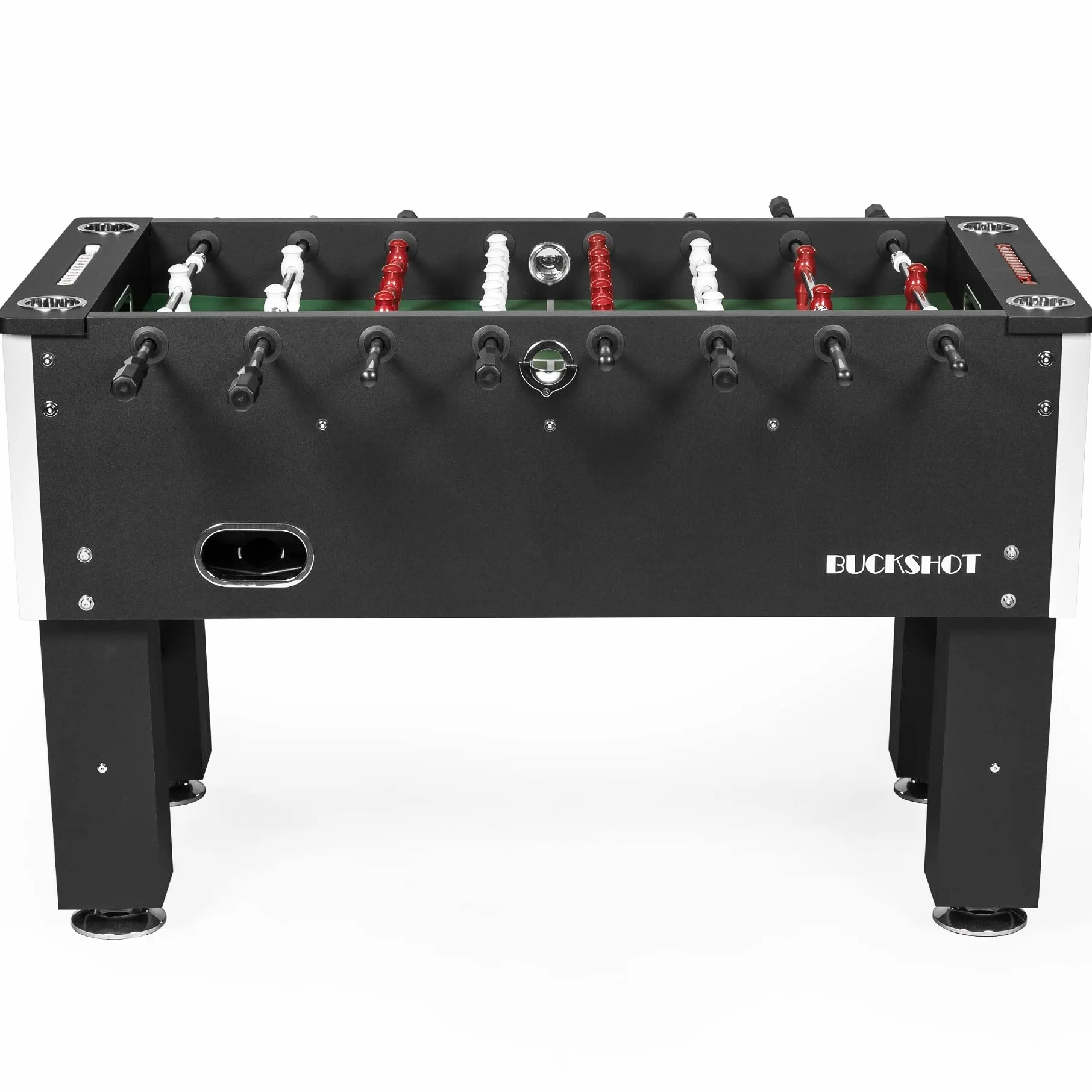BuckShot Futbolín Master League Pro - Mesa De Futbol Incluyendo 2 Bolas - MDF Kabinett - Robusto 70kg - 141 x 77 x 89 cm - Patas Niveladoras De Acero