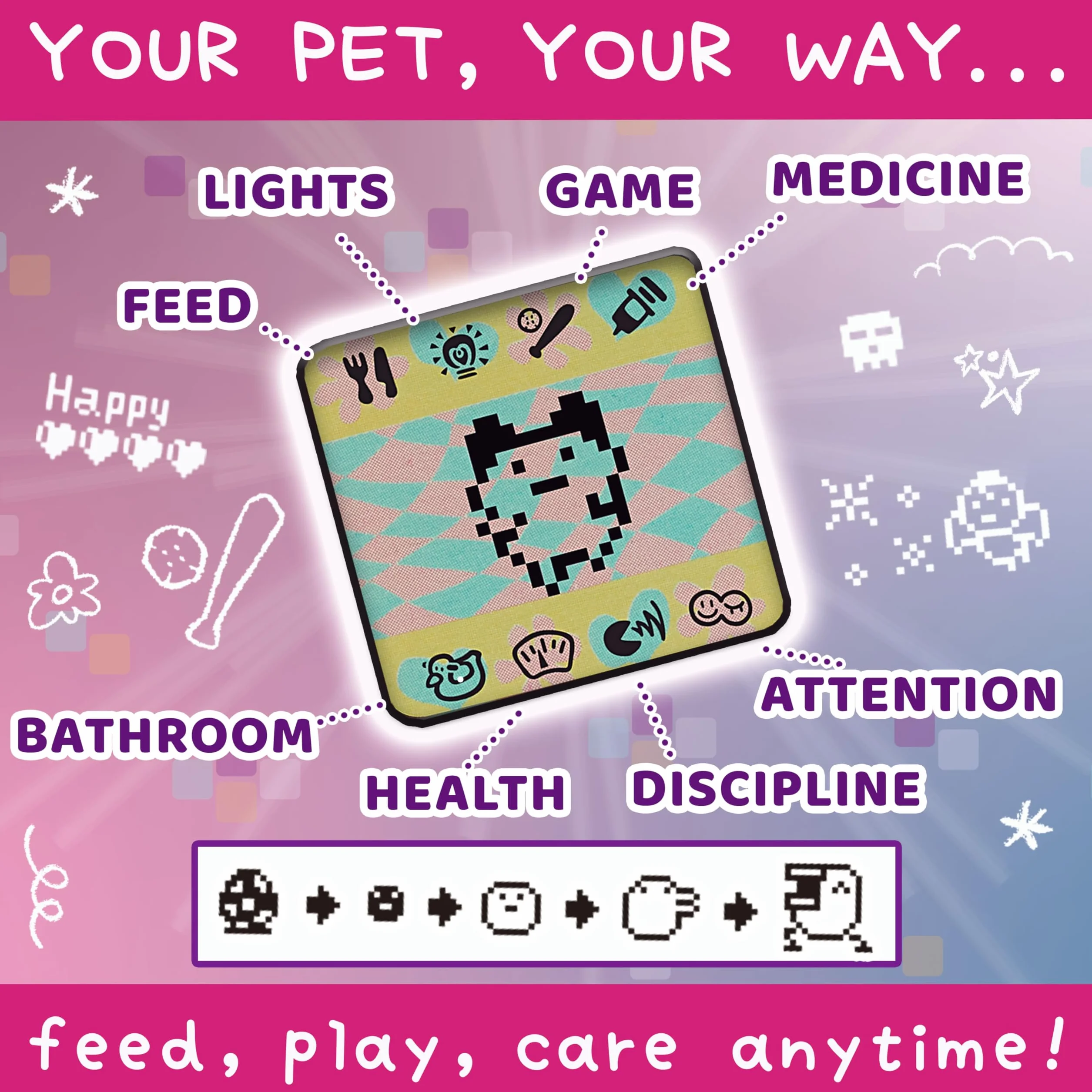 BANDAI Tamagotchi Mascota Virtual Pink Treasure Jewel Multicolor Juguete Electrónico Mayores 8 años