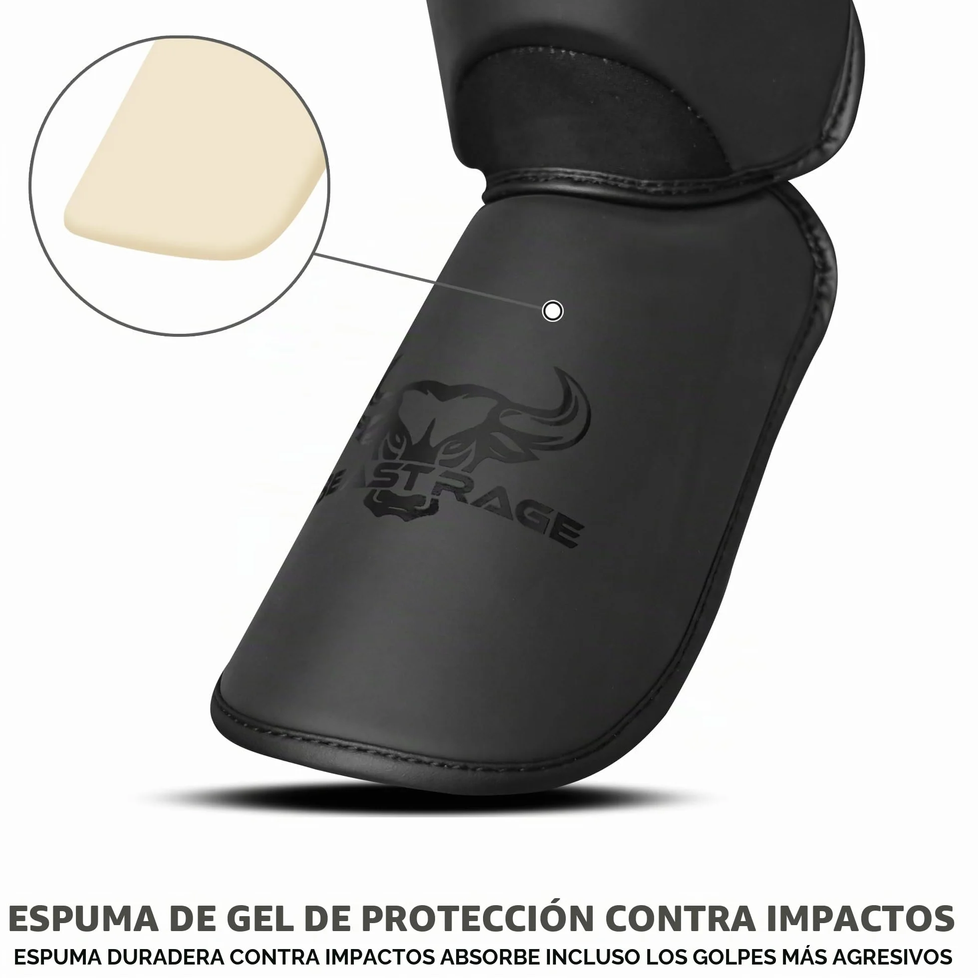 Bestia Rage Protector Tibias Muay Thai MMA Kickboxing Artes Marciales Ajustable Alto Impacto