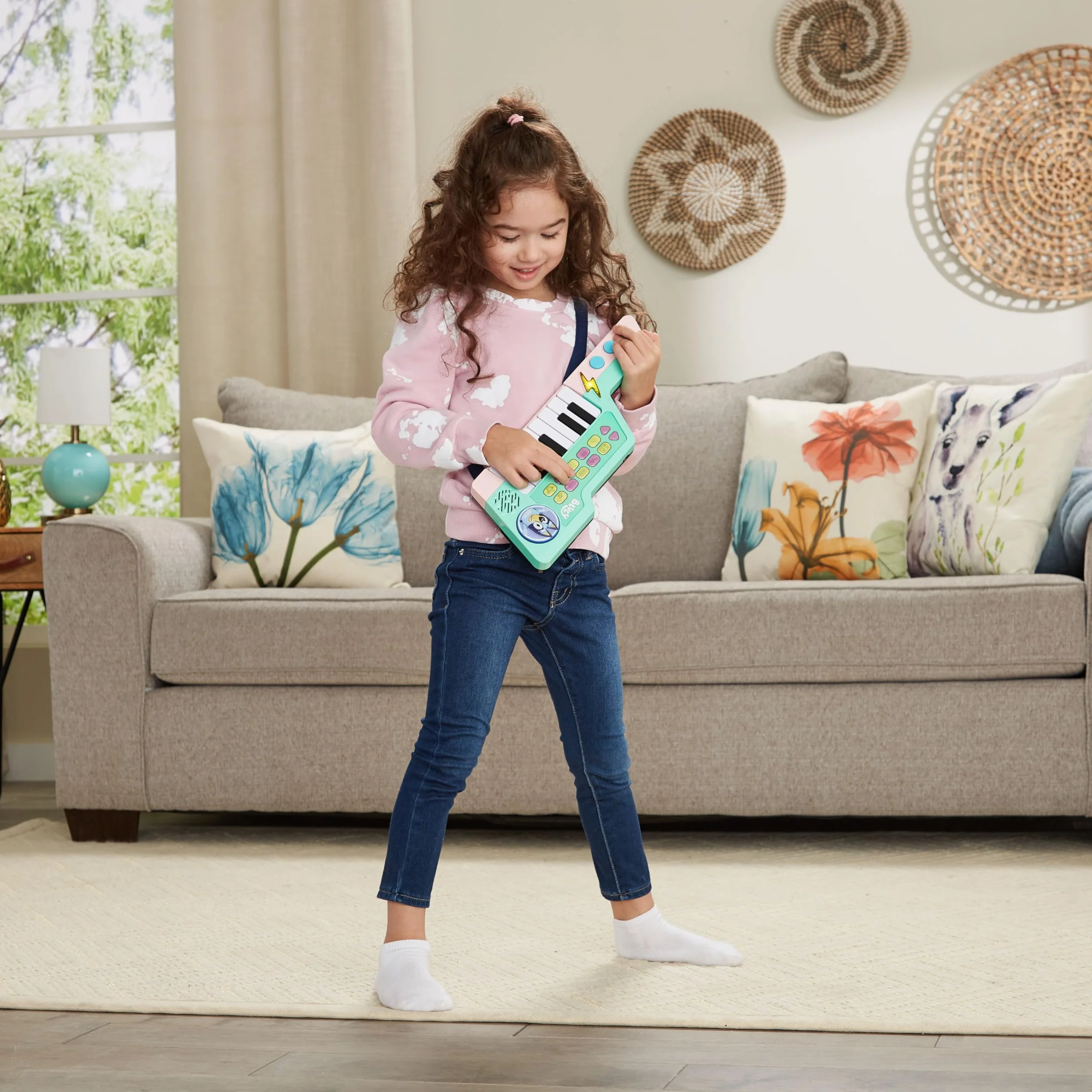 VTech - Teclado-Guitarra de Bluey, Piano y Guitarra interactiva 2 en 1, Elige Entre 10 Instrumentos y Sonidos, CREA Tus propias melodías, Regalo niños +3 años, Versión ESP