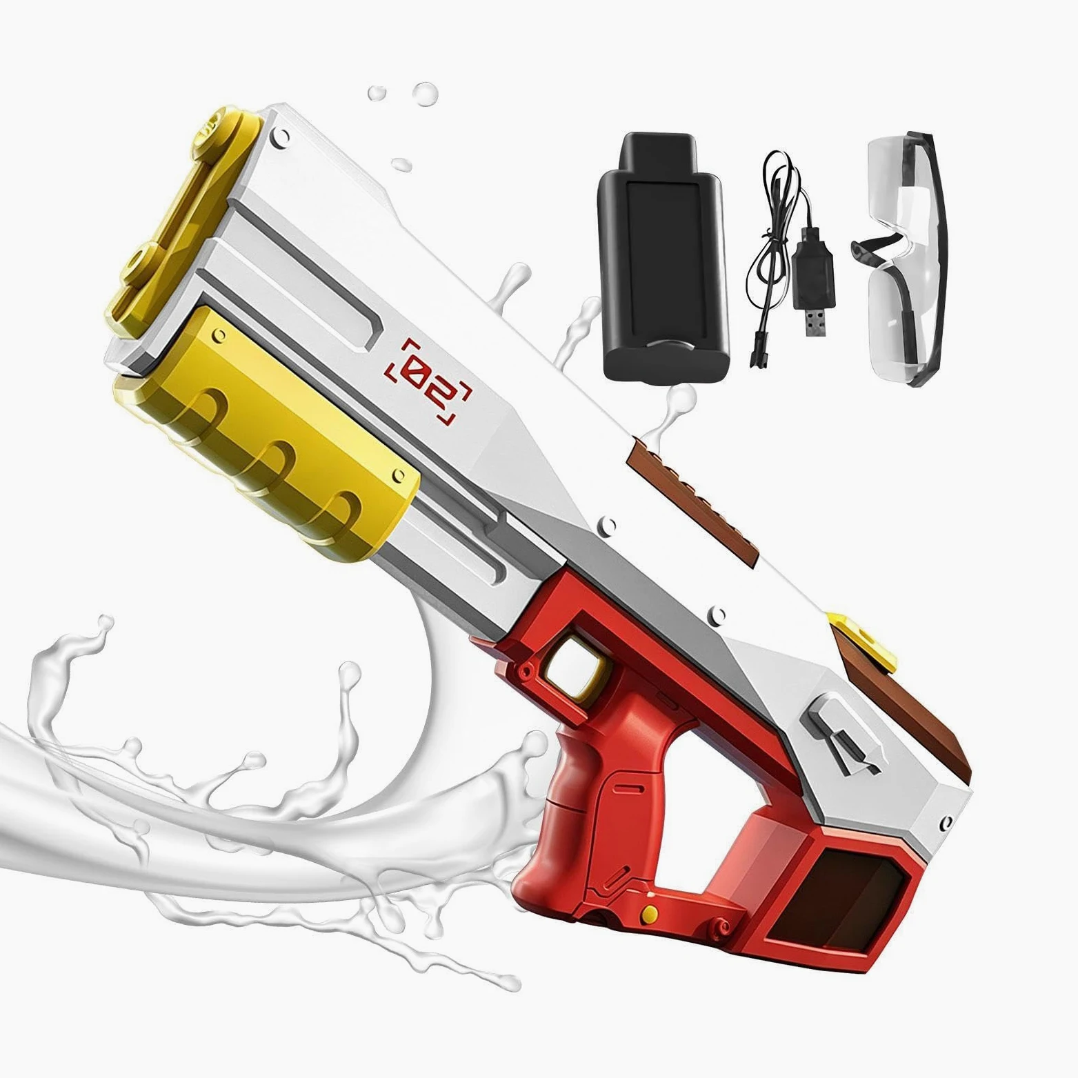 Pistola de pulverización de agua para niños Salpicadura de agua eléctrica con grande | Jeringa eléctrica para niños para jardín, piscina, viajes, vacaciones, parque, césped, camping, así