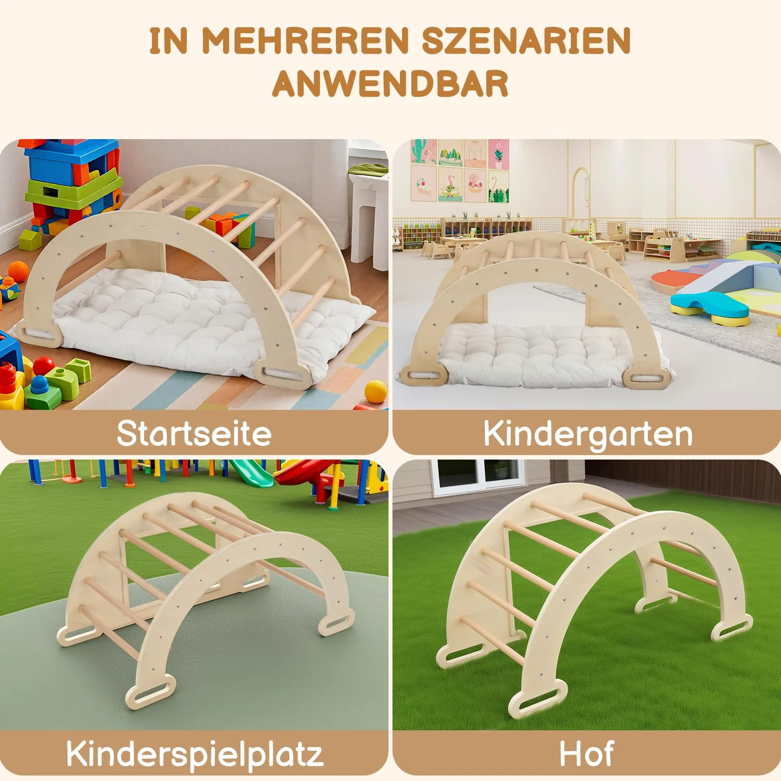 LEADZM Arco de escalada 5 en 1 para niños, mecedora con cojín y mesa sensorial, juguete de escalada Montessori con bandeja plegable y pizarra, centro de juegos motrices para bebés