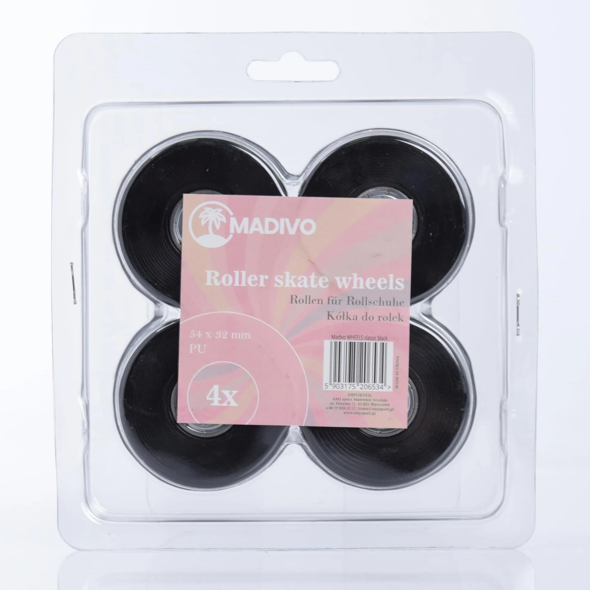 MADIVO Ruedas de repuesto 54 mm x 32 mm 82A ABEC-7 rodamientos para Quad Skates Negro Juego de 4