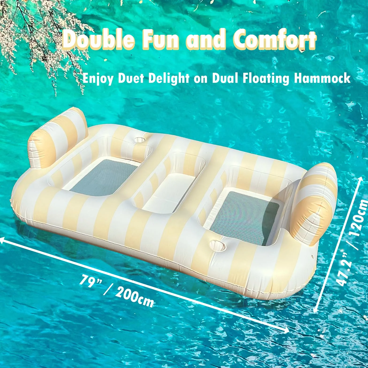 Colchón inflable para piscina, tumbona flotante para adultos, 200 x 120 cm, juegos de piscina, alfombra flotante para 2 personas, diseño duradero y portátil