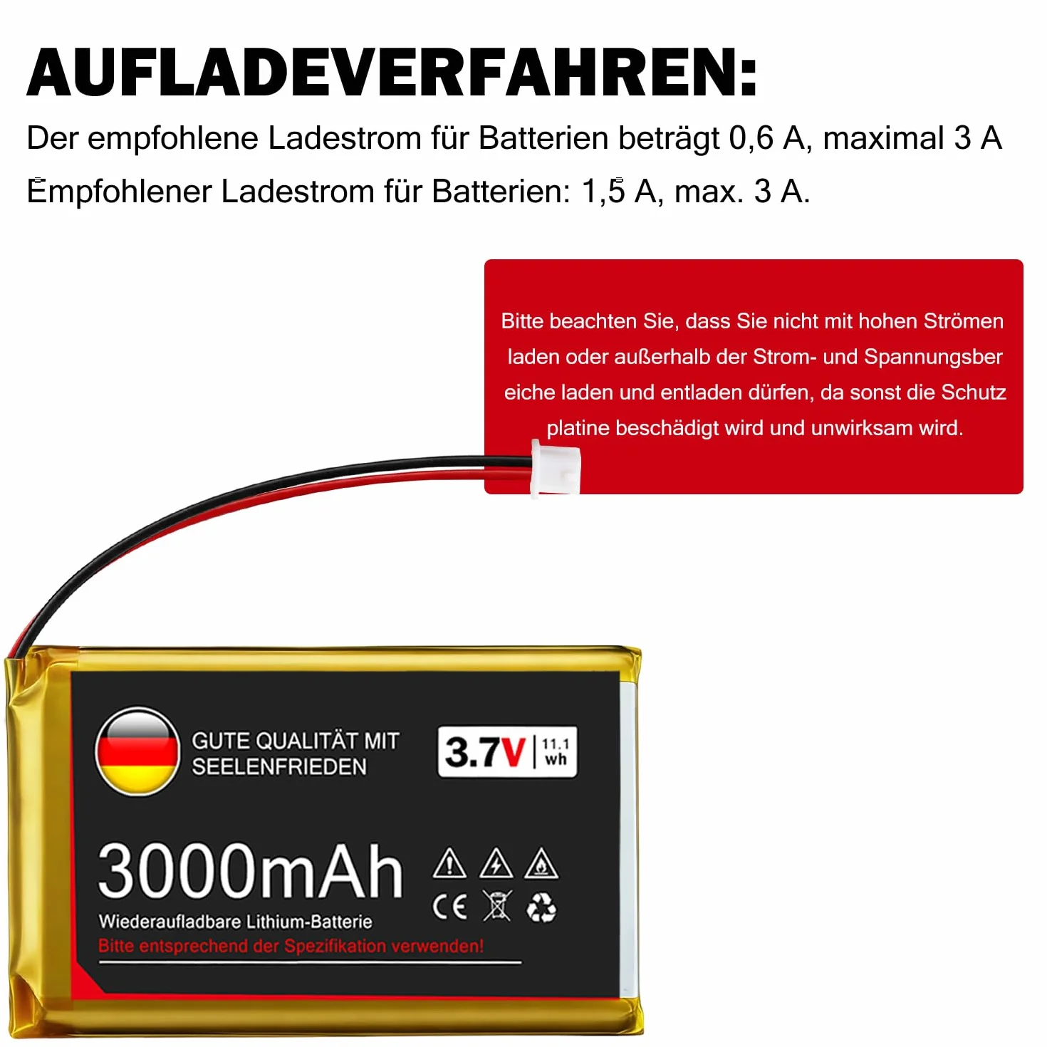 Batería de Litio de 3,7 V y 3000 mAh, 1S, 1C, LiPo con Placa de protección y Conector Micro JST 1.25 para Placa de Desarrollo Arduino Node MCU ESP32 (2 Piezas)