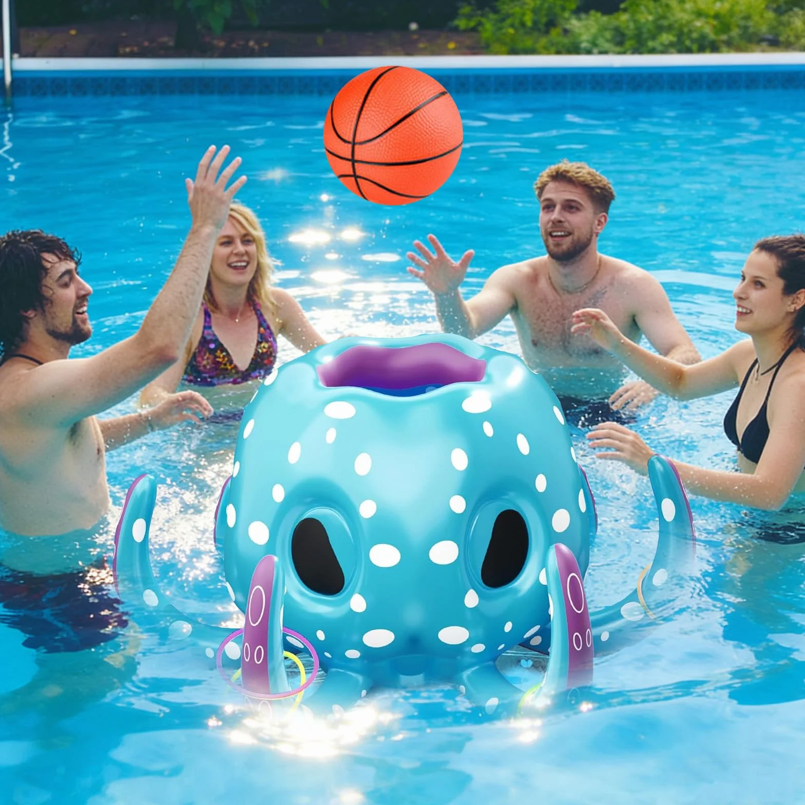 Baloncesto Flotante para Piscinas,Juguetes de Baloncesto para Piscina,Baloncesto de Flotador Hinchable,Canasta de Baloncesto para Piscina,Juguete acuático,para Piscinas de Verano y Playa