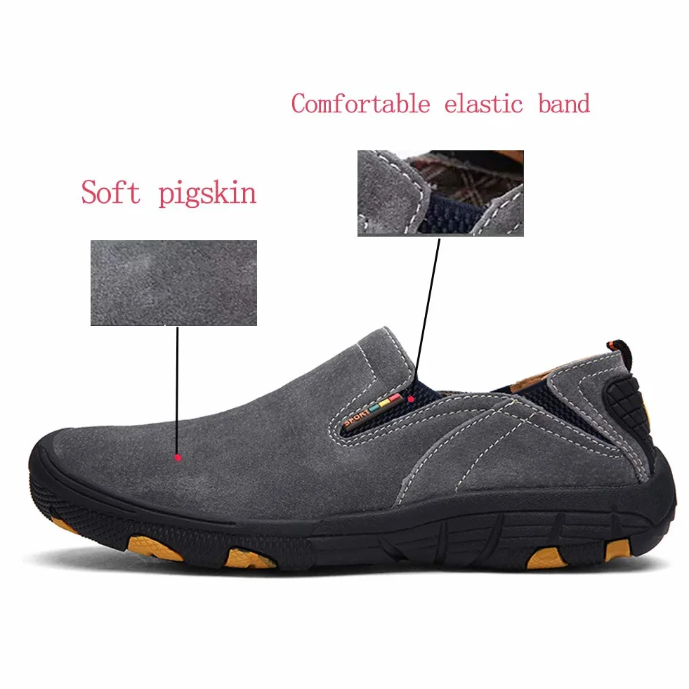 Zapatos para Caminar al Aire Libre Hombres Forro de Cuero Malla Senderismo Nieve