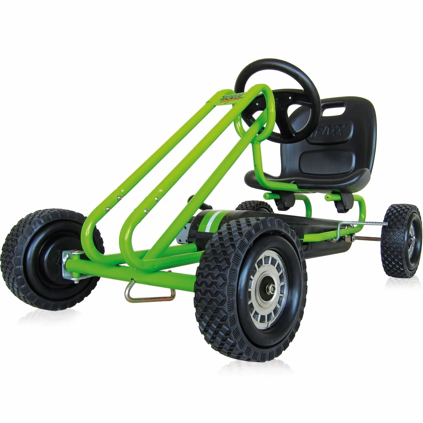 hauck Lightening Go Kart con Ruedas de Goma, Kart Pedales, Coches Niños, Freno de Mano, Asiento Ajustable en Tres Posiciones, 4-8 Años, Peso Max. Peso 50 kg, Respaldo alto, Verde
