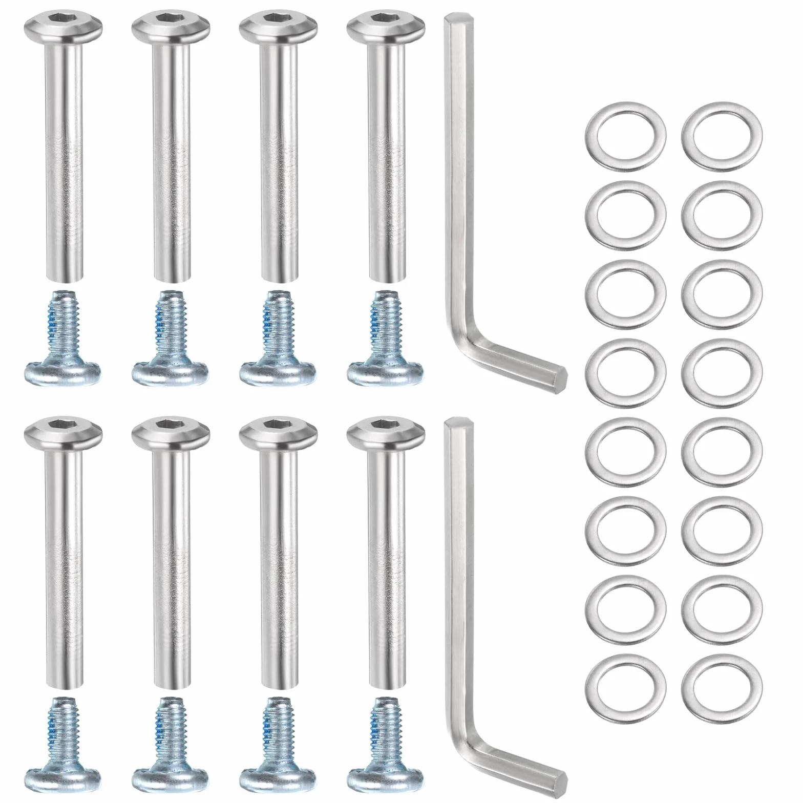 QUARKZMAN 8 Pcs Tornillo de Enchufe para Rueda de Patines en Línea, 1.57 x 0.24 Hexagonal