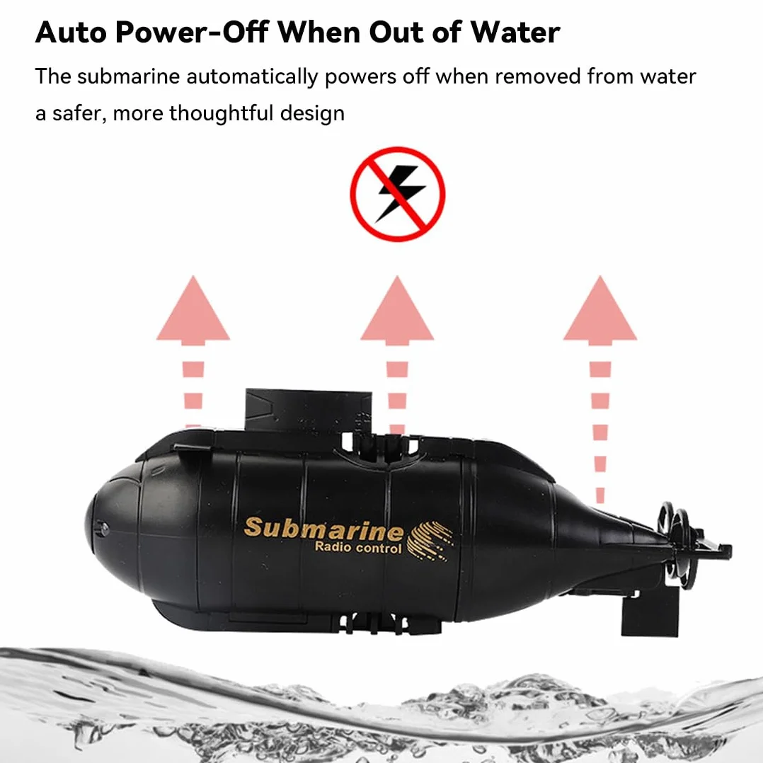 Mini submarino RC para adultos, control remoto de 6 canales, impermeable, barco de buceo para piscinas, bañeras, parques acuáticos, regalos de verano