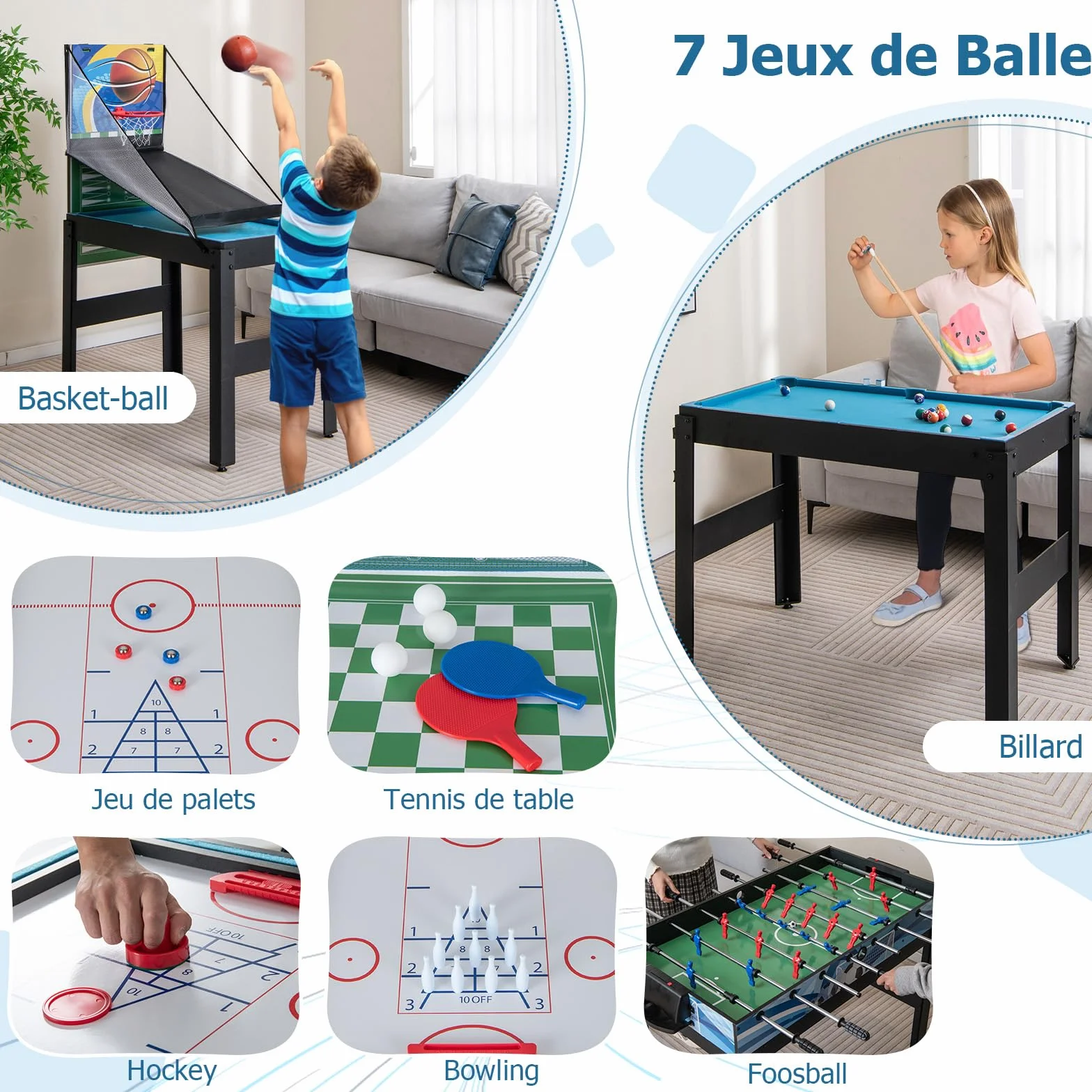 GOPLUS Mesa Multijuegos Convertible 14 en 1 con Futbolín, Mesa Multifuncional con Billar, Air Hockey, Ping Pong, Baloncesto, Shuffleboard, Ajedrez, Juegos Combinada para Fiesta Bar Hogar