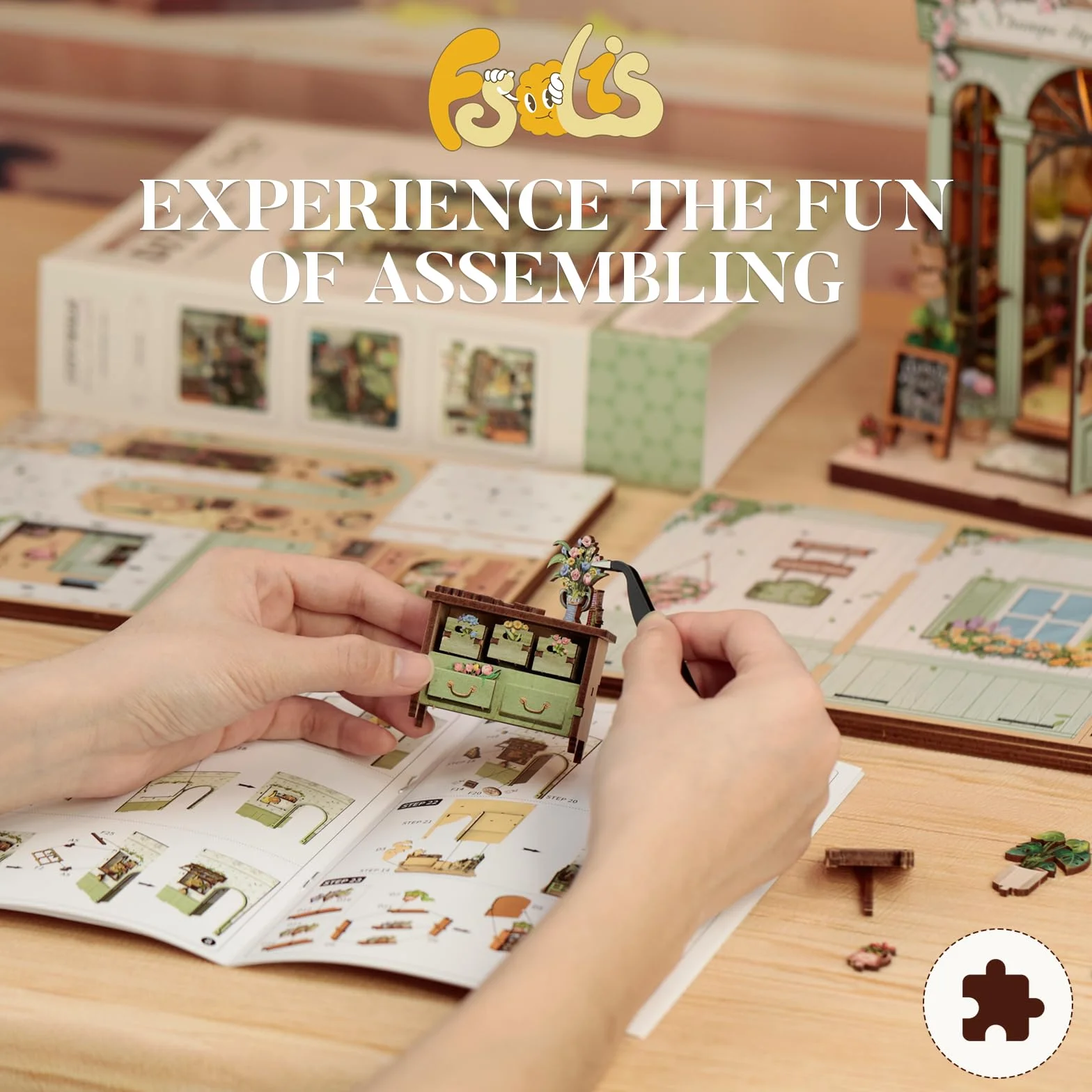 Fsolis Book Nook Kit con Luz LED - Casa de Muñecas en Miniatura 3D para Adultos, Regalo Creativo de Cumpleaños para Mujeres y Niñas(Floristería Champs-Élysées)