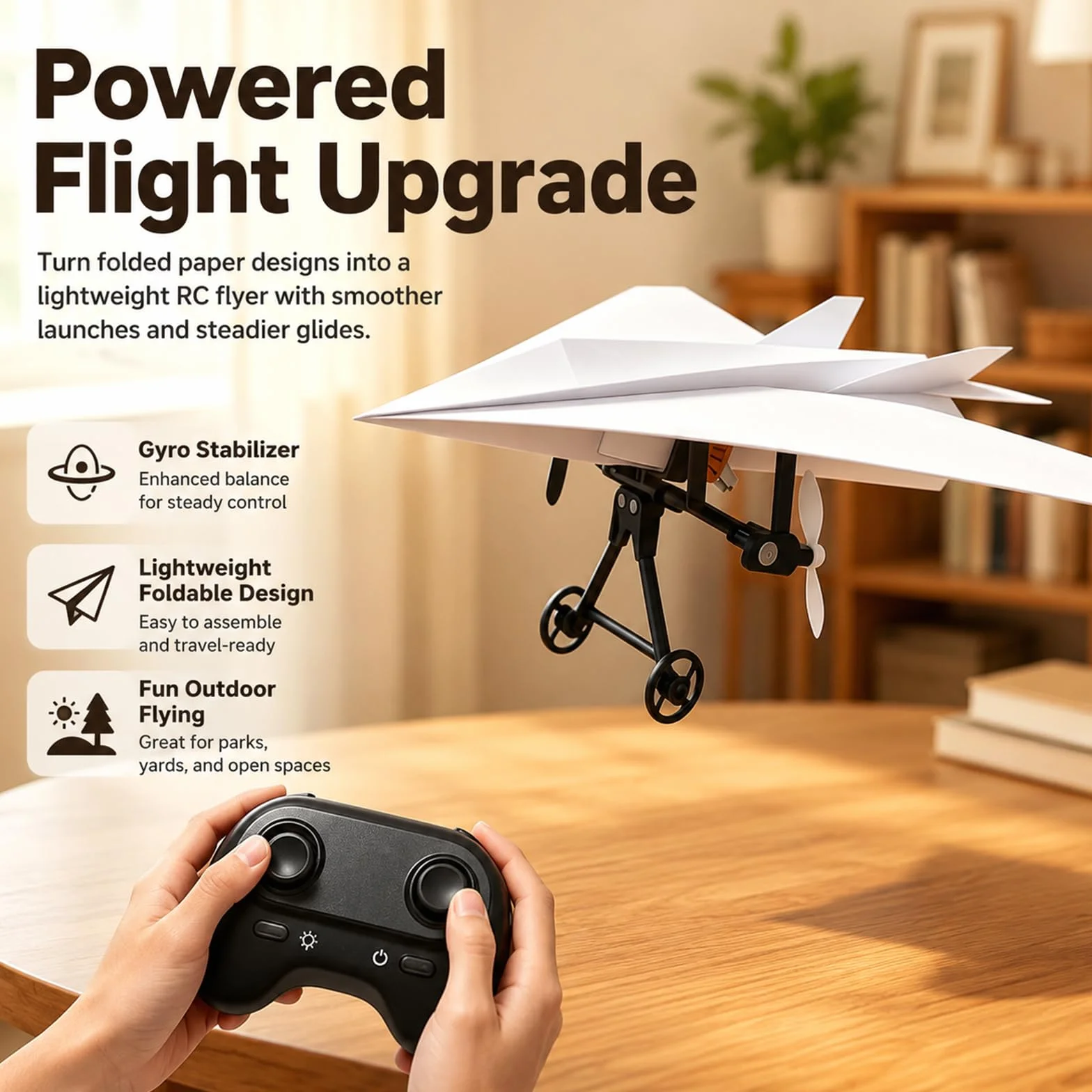 Genérico RC Paper Airplane Kit with Gyro Stabilizer, Remote Control Airplane, DIY RC Airplanes Kit, Foldable Lightweight Glider Tool for Hobbyists and Beginner Flyers (Three Batteries)