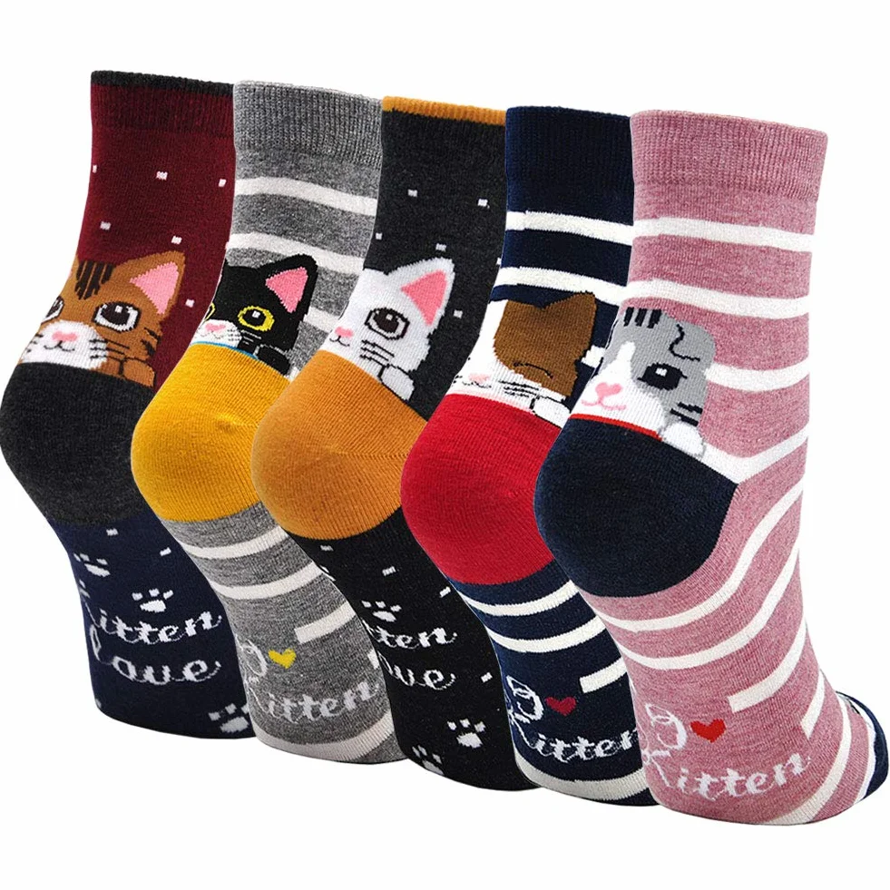 PUTUO Calcetines Térmicos Mujer Algodón Animales Lindos 5 Pares