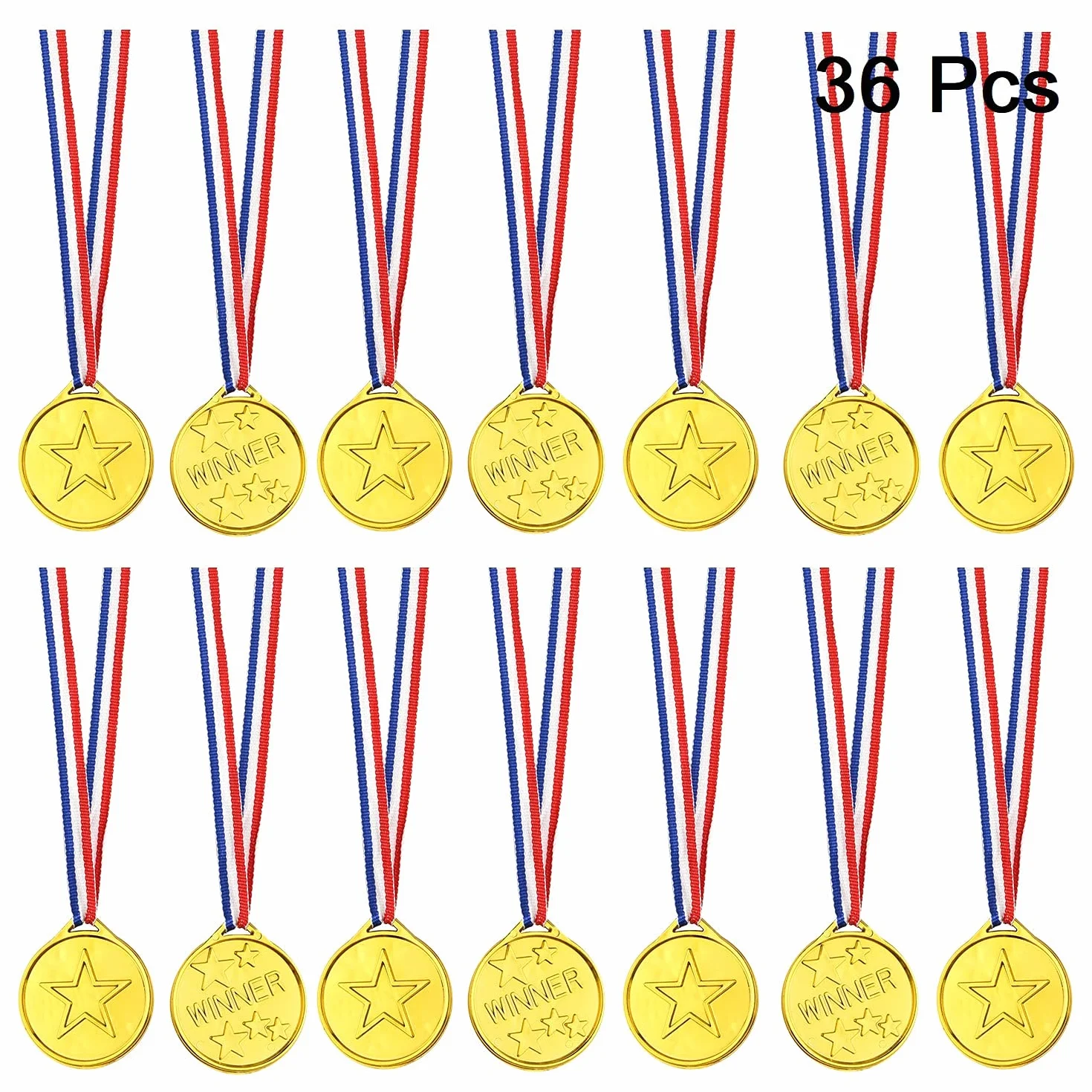 FEPITO 36 Piezas Medallas de Oro para Niños Plástico Fiestas Infantiles Premios Deportivos