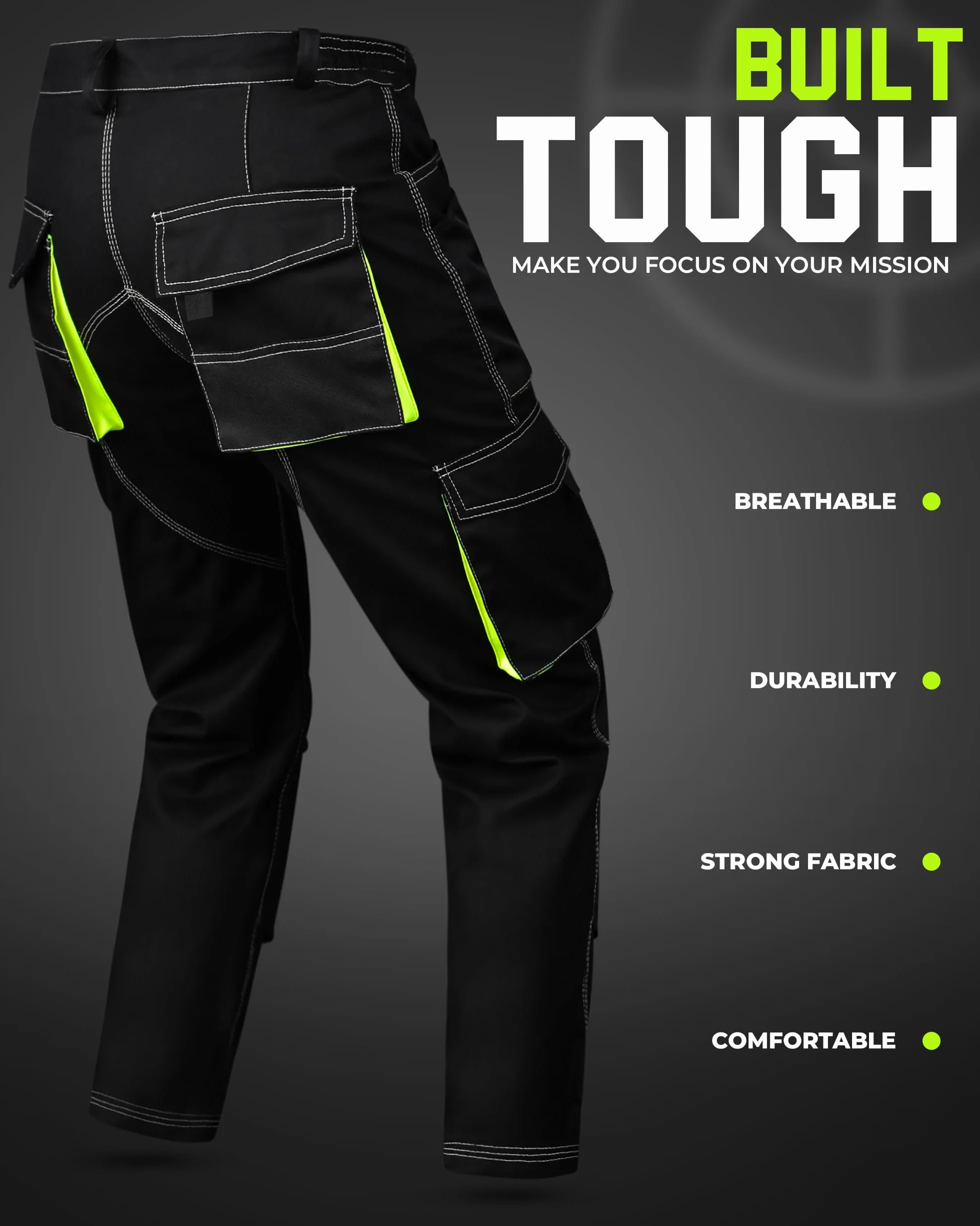 Pantalón de Trabajo Cargo Multibolsillos con Bolsillos de Rodilleras para Hombre