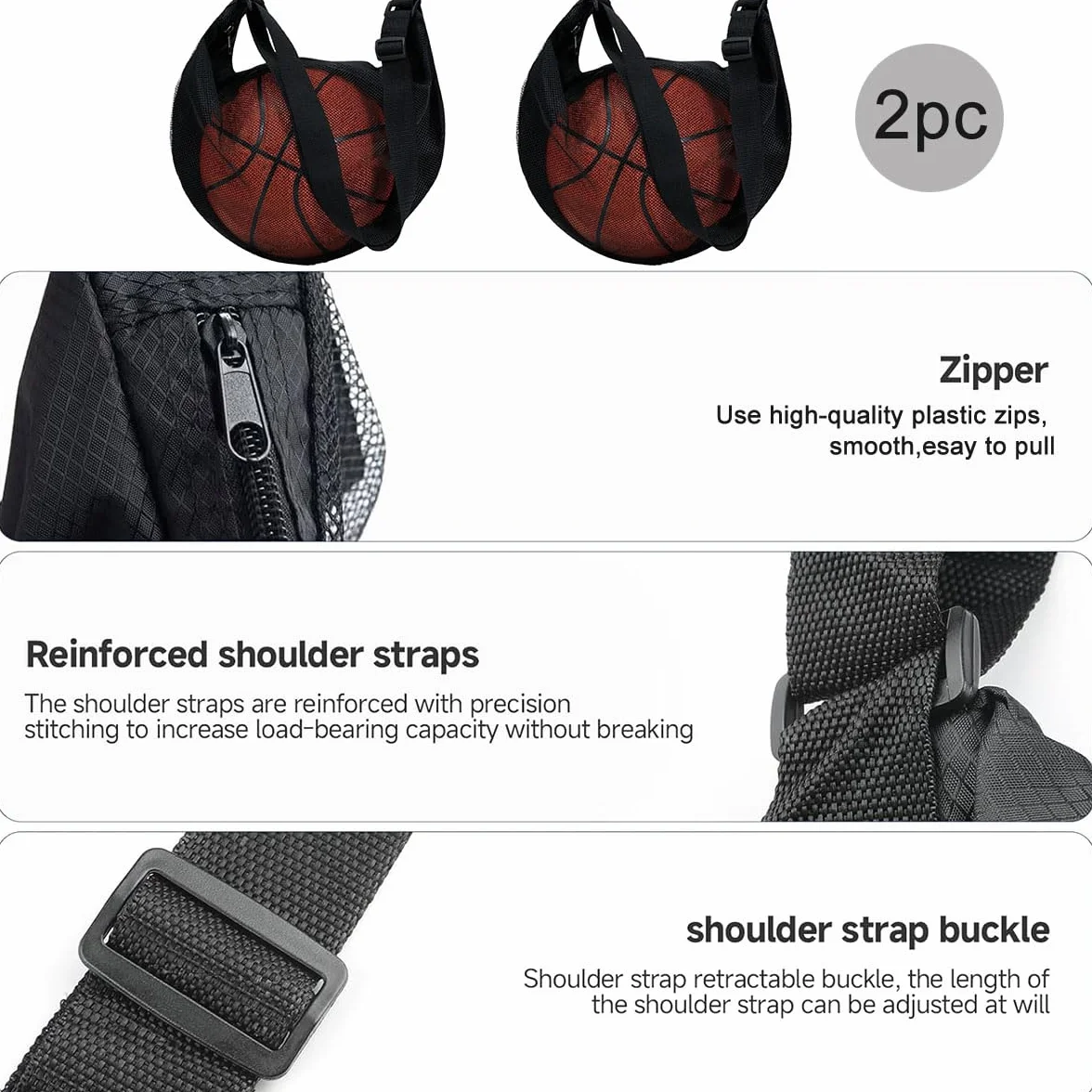 Bolsa de Red para Balones, Mochila de Entrenamiento para Baloncesto Fútbol Tenis, Negro