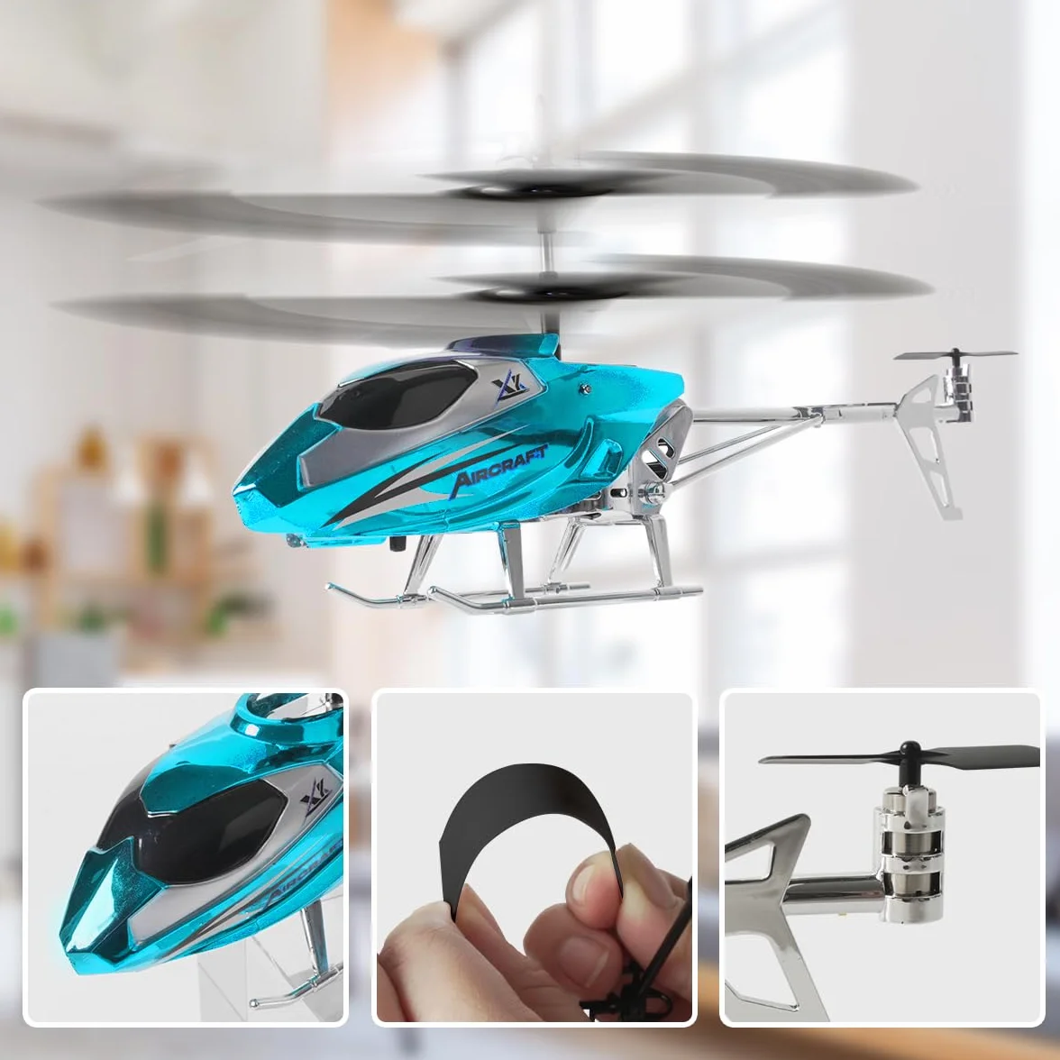 VATOS RC Helicóptero - Helicóptero teledirigido 2.4G con luz LED, Altura Fija, despegue con una Sola tecla, Aviones RC para Interiores Regalos de Fiesta Ideales para niños y niñas