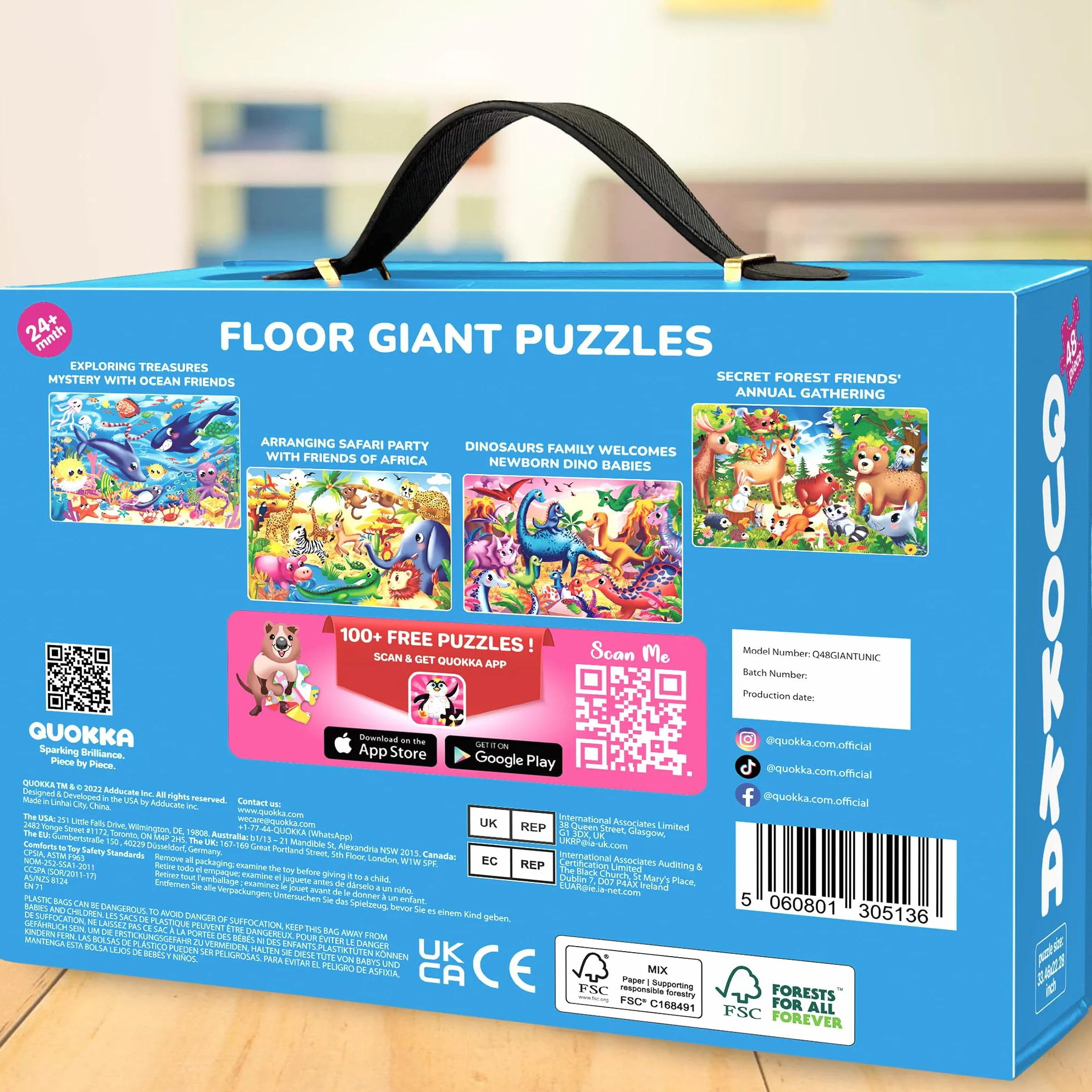 QUOKKA Rompecabezas Gigante De Suelo para Niños De 4 A 6 Años - 60 x 90 cm - Extra Grueso - 48 Piezas -Rompecabezas Infantil De Unicornio para Niños De 3 A 5 Años