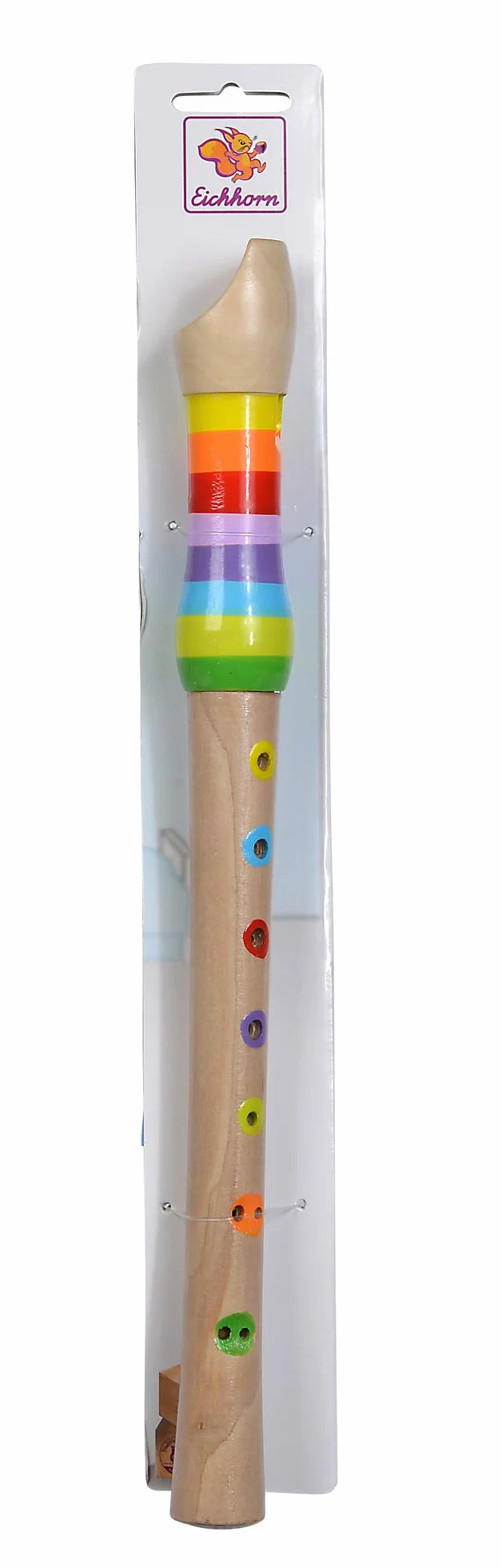 Eichhorn Flauta de madera para música 100003481 Colorida flauta de madera con 7 agujeros, incluye cancionero con TRES canciones para reproducir, 32 cm de largo, a partir de los cuatro años, marrón