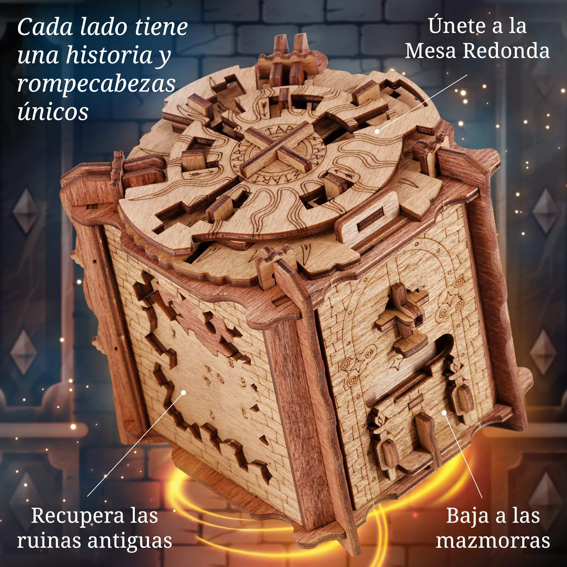 iDventure Cluebox - El Secreto de Camelot: Puzzle Box Escape Room Juego - complicados Rompecabezas de Madera en 3D - Juegos de Caja de Escape para Adultos y Caja de Rompecabezas para niños