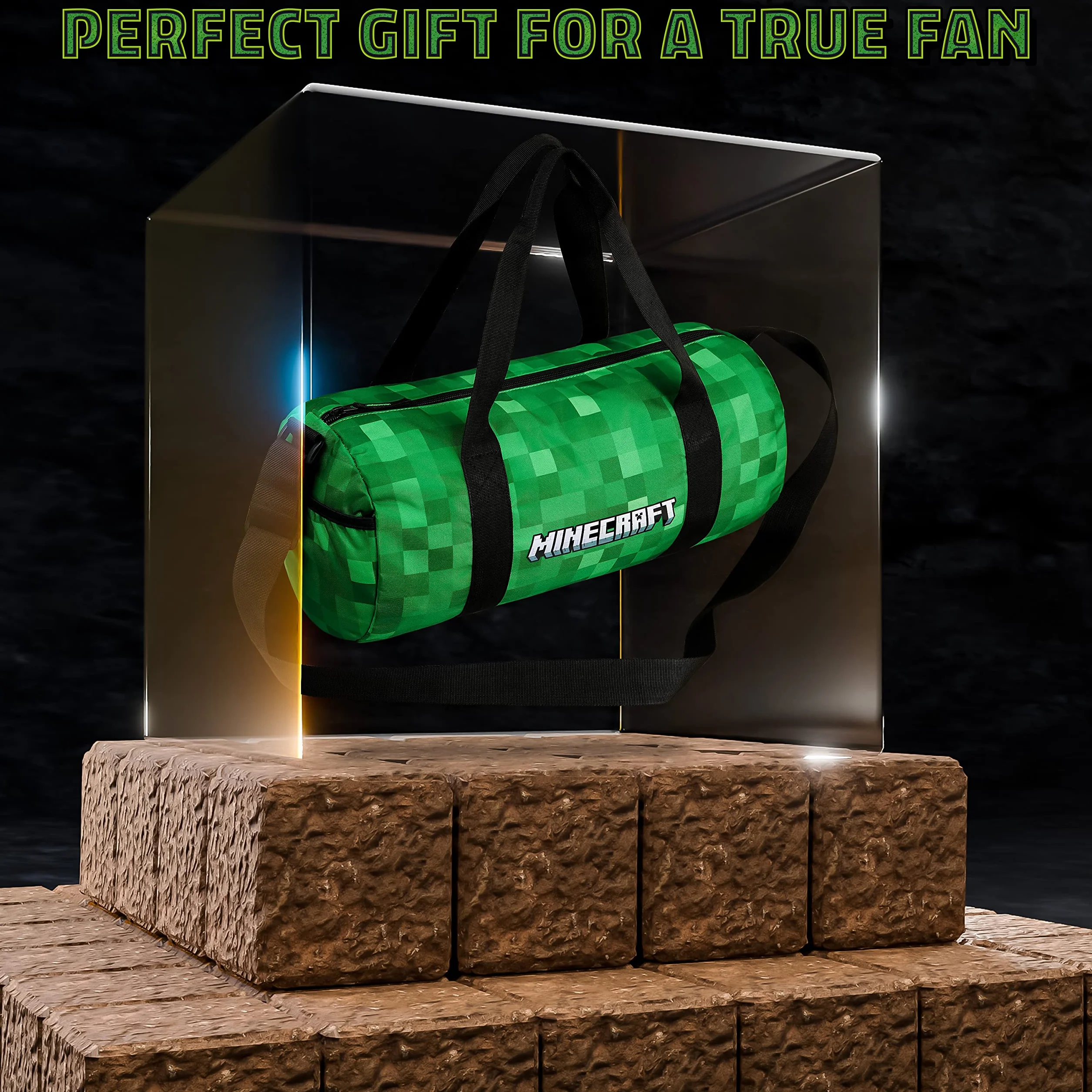 Minecraft Bolsa Deporte Niño Viaje Infantil Piscina Correas Ajustables Gimnasio Regalos 41x18x19cm Verde