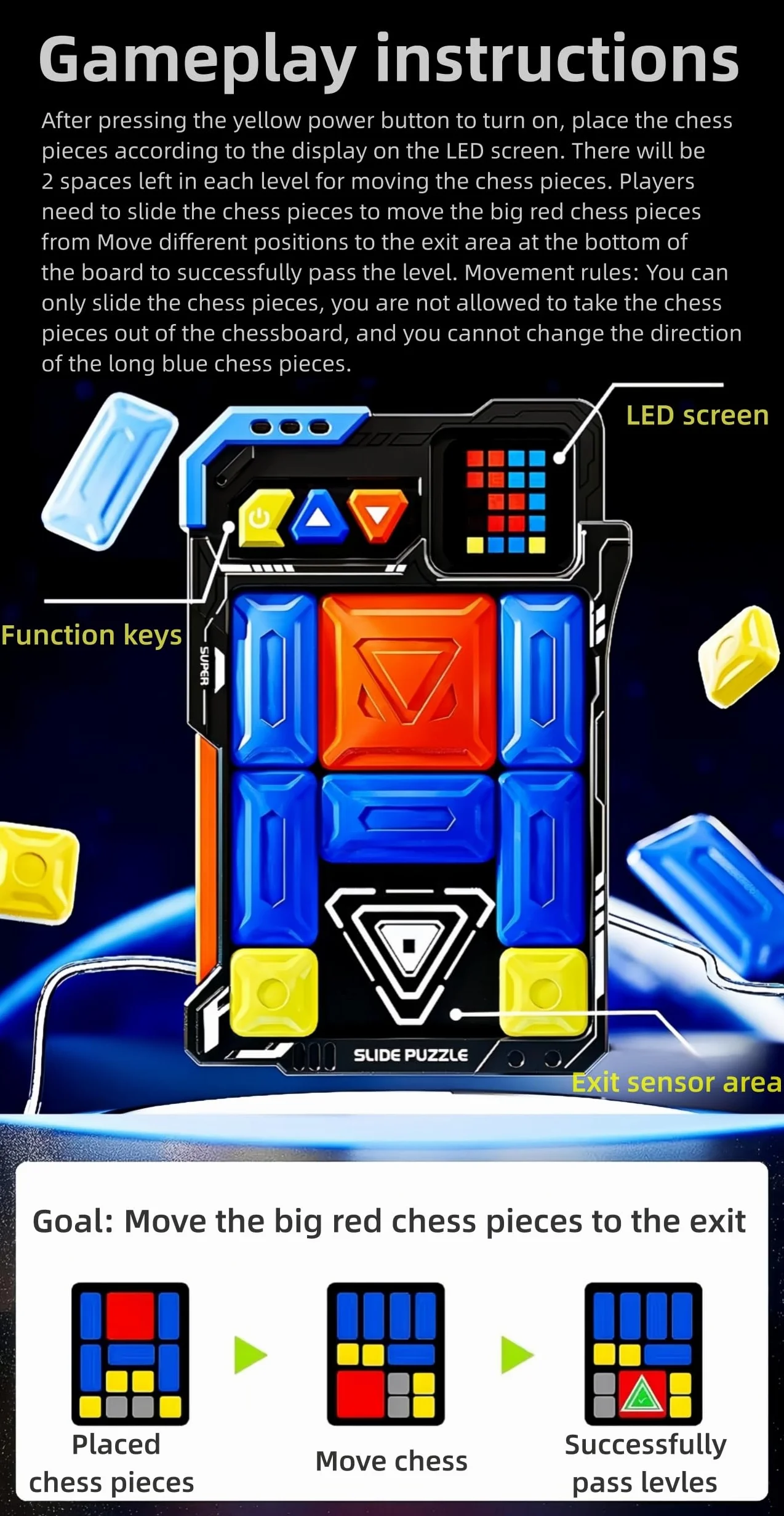 HLF Súper Máquina de Rompecabezas Apariencia del Mecha Juego Escape del Laberinto HuaRong Bloques 520 Niveles Inducción Automática Diseño Magnético Puzzle lógico Juguetes de Regalo para niños (Black)
