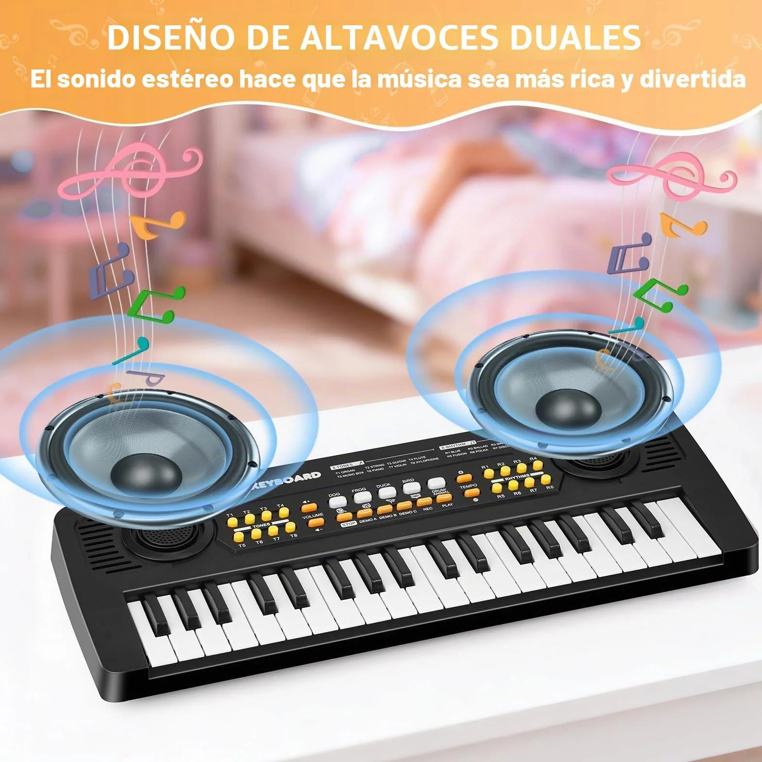 Infantil Piano Teclado 37 Teclas con Microfono Portátil Juguete Musical, Regalos Navidad Cumpleaños para 3 4 5 6 7 Años Principiante Niños y Niñas, Negro