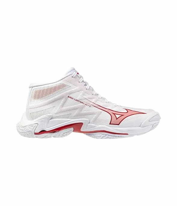 Mizuno Wave Lightning Elite MD Zapatillas Blancas Rojas Mujer 2026