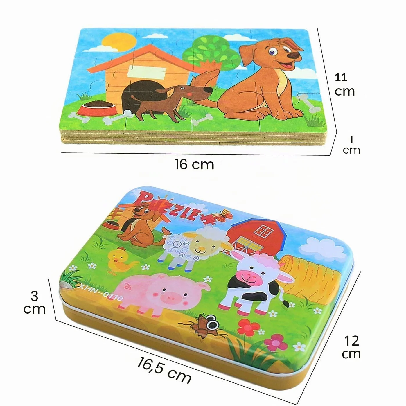 BBLIKE - Puzzle para niños, 4 niveles de dificultad, 9-20 piezas, Juguete educativo para niños y niñas de 3 años + (animales de granja)