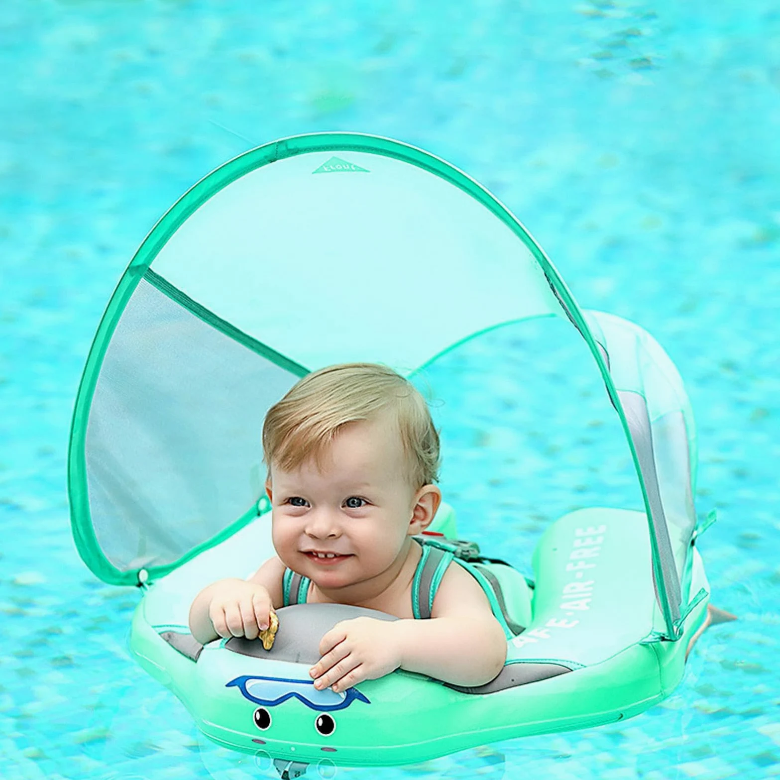 Flotador para Bebé con Sombrilla Flotadores para Niños Pequeños Antivuelco | Antivuelco Con Sombrilla Protectora Desmontable Para Viajes De Verano, Lagos Y Bañeras Exteriores - Para Bebés De 3 A 24