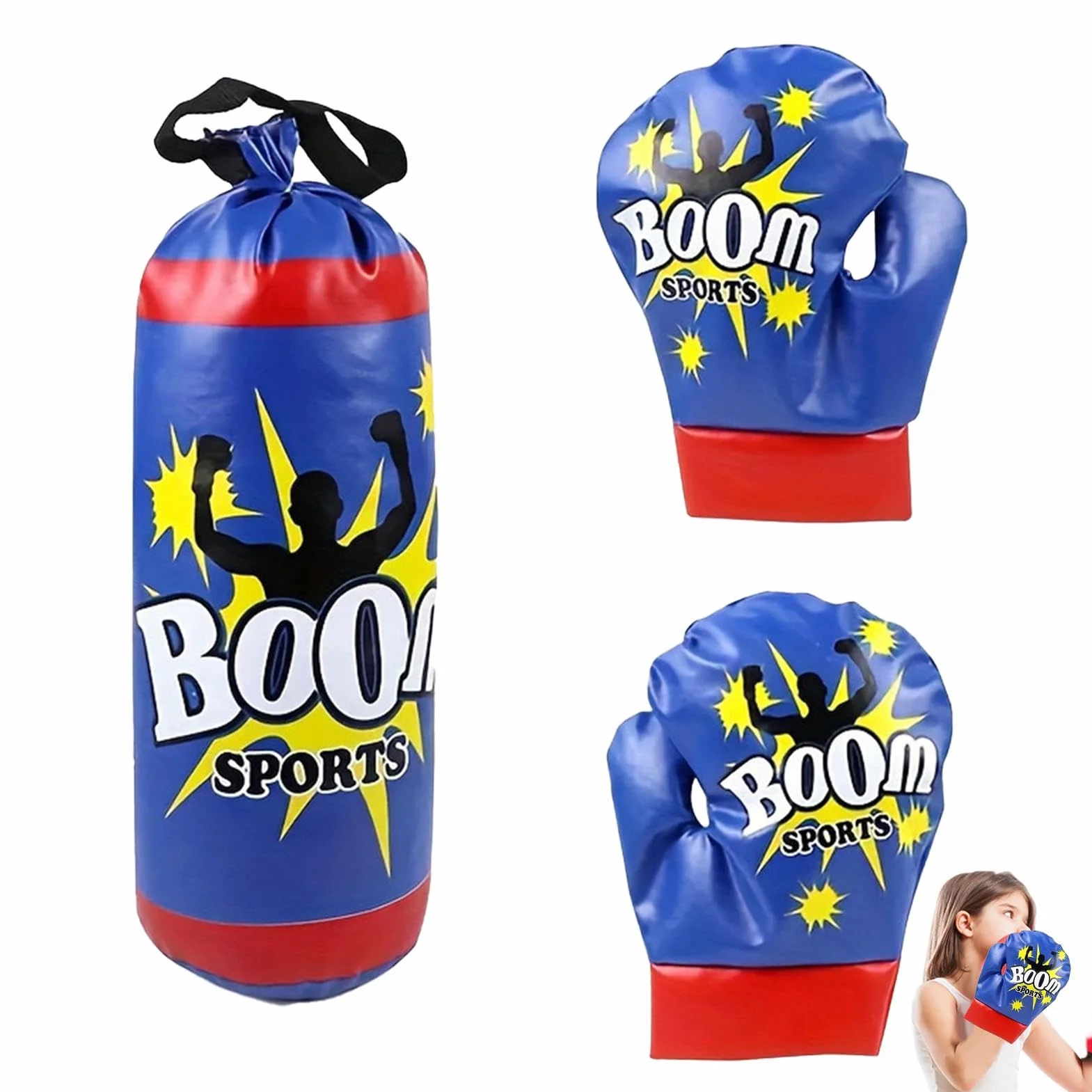 Saco de Boxeo para Niños con Guantes, Equipo de Entrenamiento de Boxeo Profesional