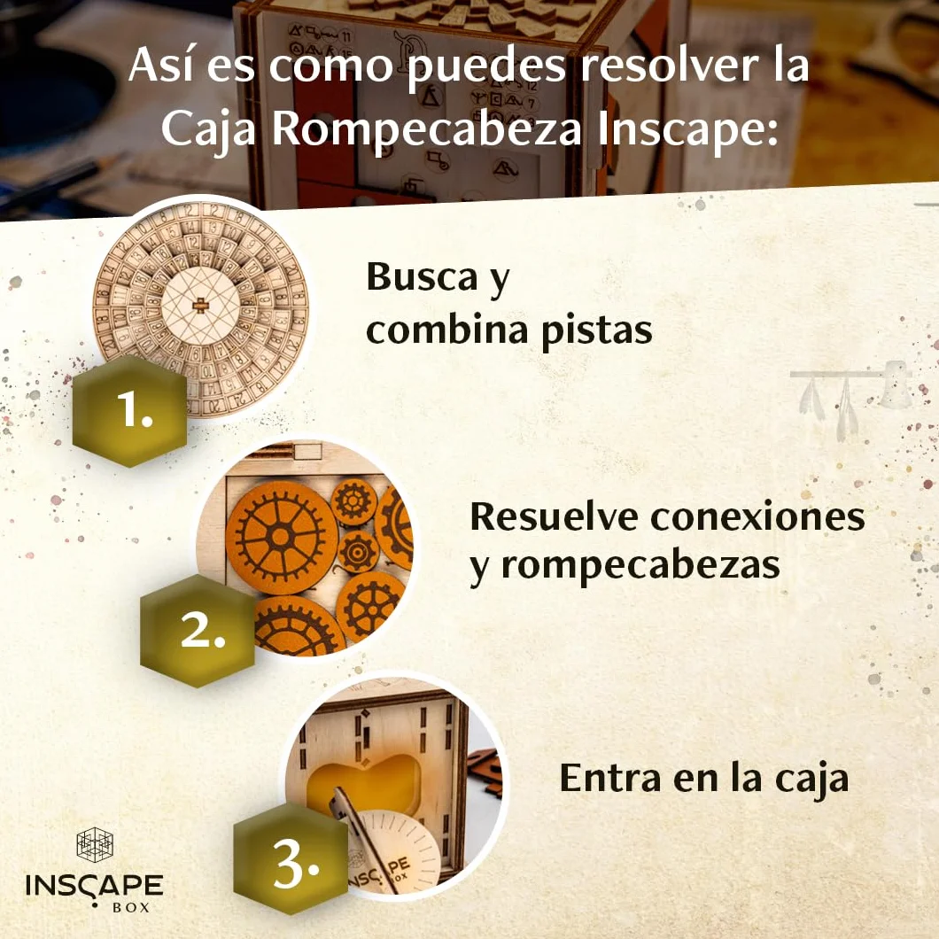 INSCAPE Da Vinci's Marvel Drewniane Puzzle 3D Caja Rompecabezas Cluebox Escape Room Gra dla Dorosłych i Dzieci