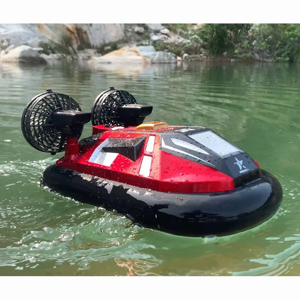 WOLWES RC-Boot Amphibisches Ferngesteuertes Hovercraft, 2,4-GHz-RC-Fahrzeug, Wasserland-Hochgeschwindigkei S-RC-Schiff, Wasserdichtes RC-Boot-Stunt-Elektrospielzeugauto, Kindergeburtstagsgeschenk