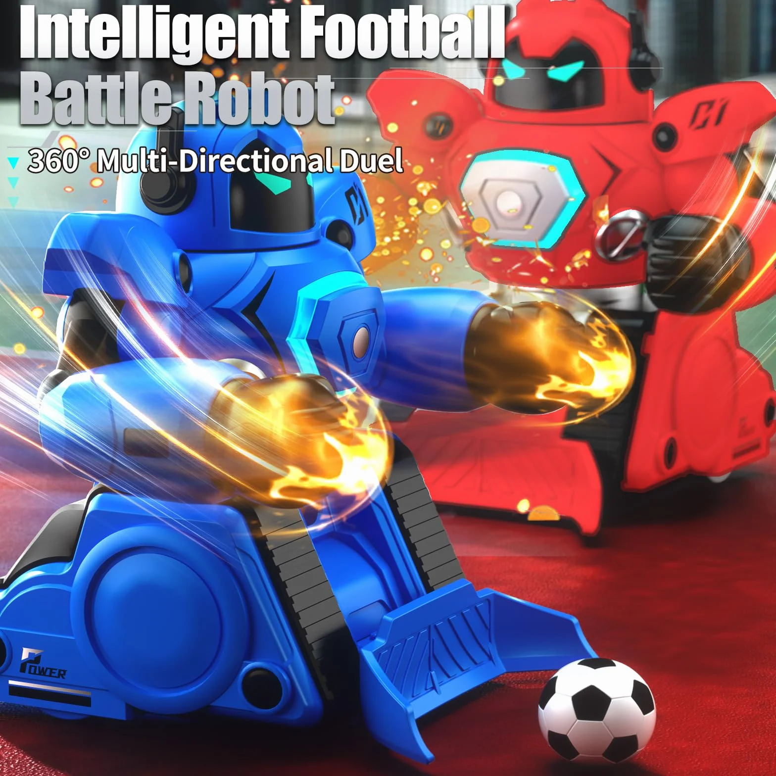 OBEST Robot teledirigido Kombat, juego de boxeo, fútbol, duelos, parachoques de aerosol, luces LED y sonido