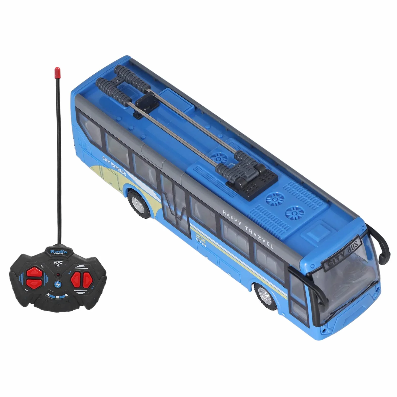 Autobús RC para Niños, Autobús de Control Remoto de Alta Simulación Todas Las Direcciones de Conducción Autobús Escolar RC Recargable para Niños(Azul)