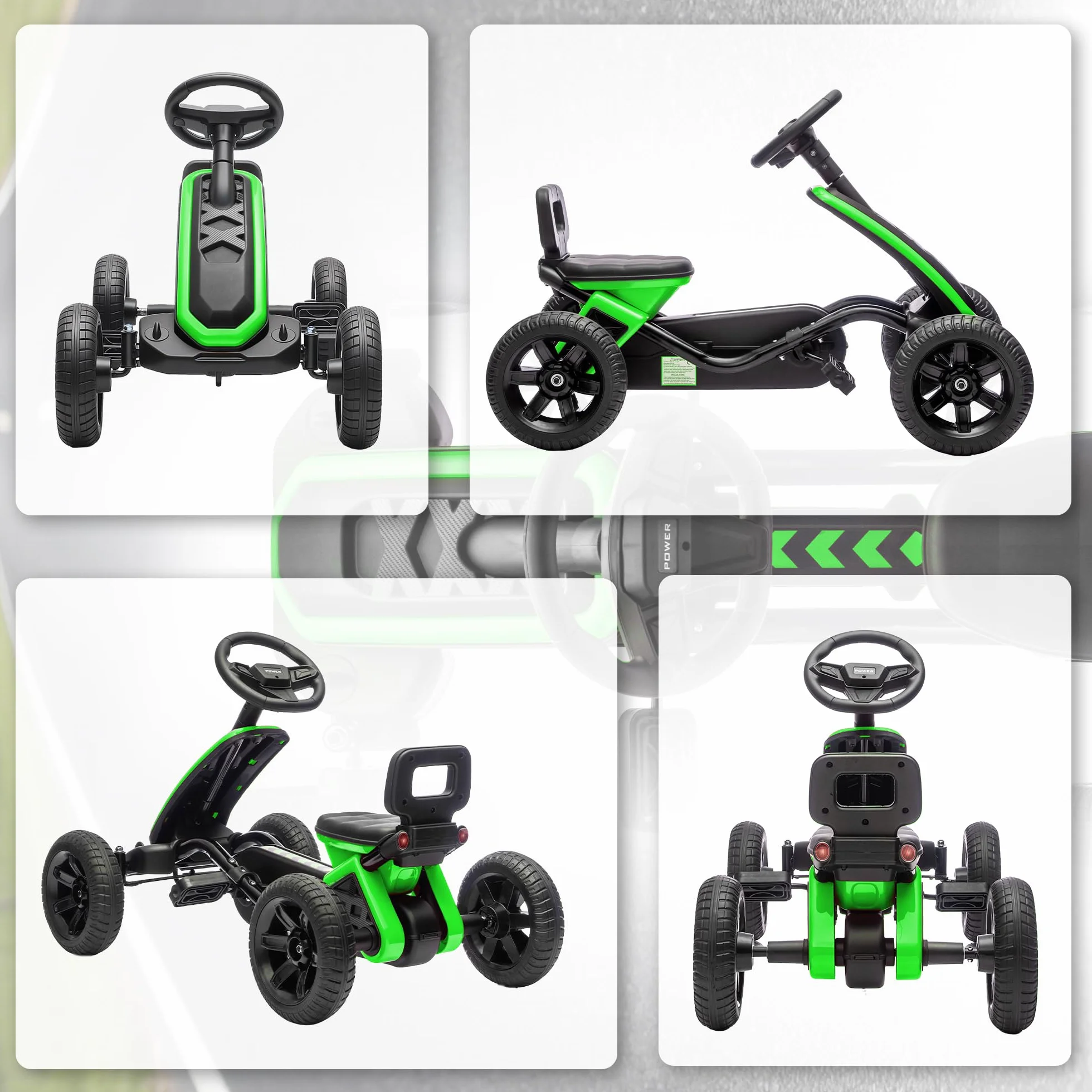 AIYAPLAY Kart Pedales, Go Kart con Ruedas Antideslizantes de EVA, Marco Metálico, Carga 30 kg, para Niños y Niñas de 2-5 Años, Verde