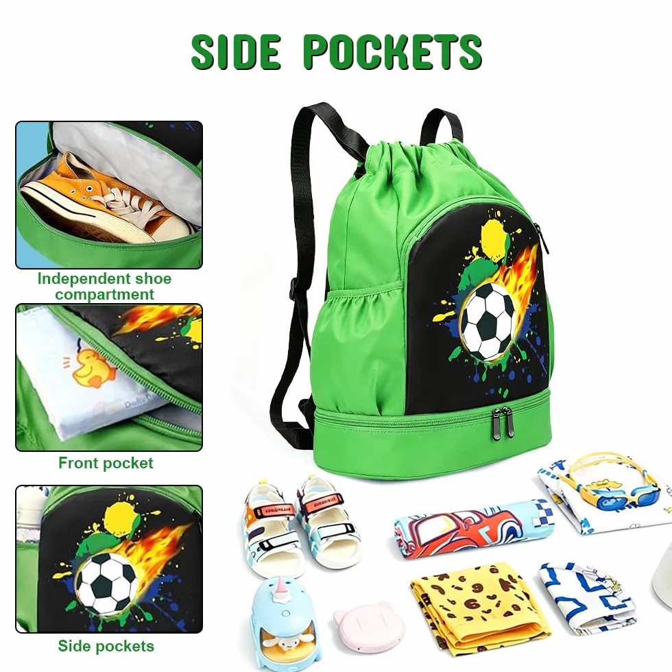 Mochila de Fitness Impermeable para Niños con Compartimento para Zapatos, Bolsa de Playa y Natación