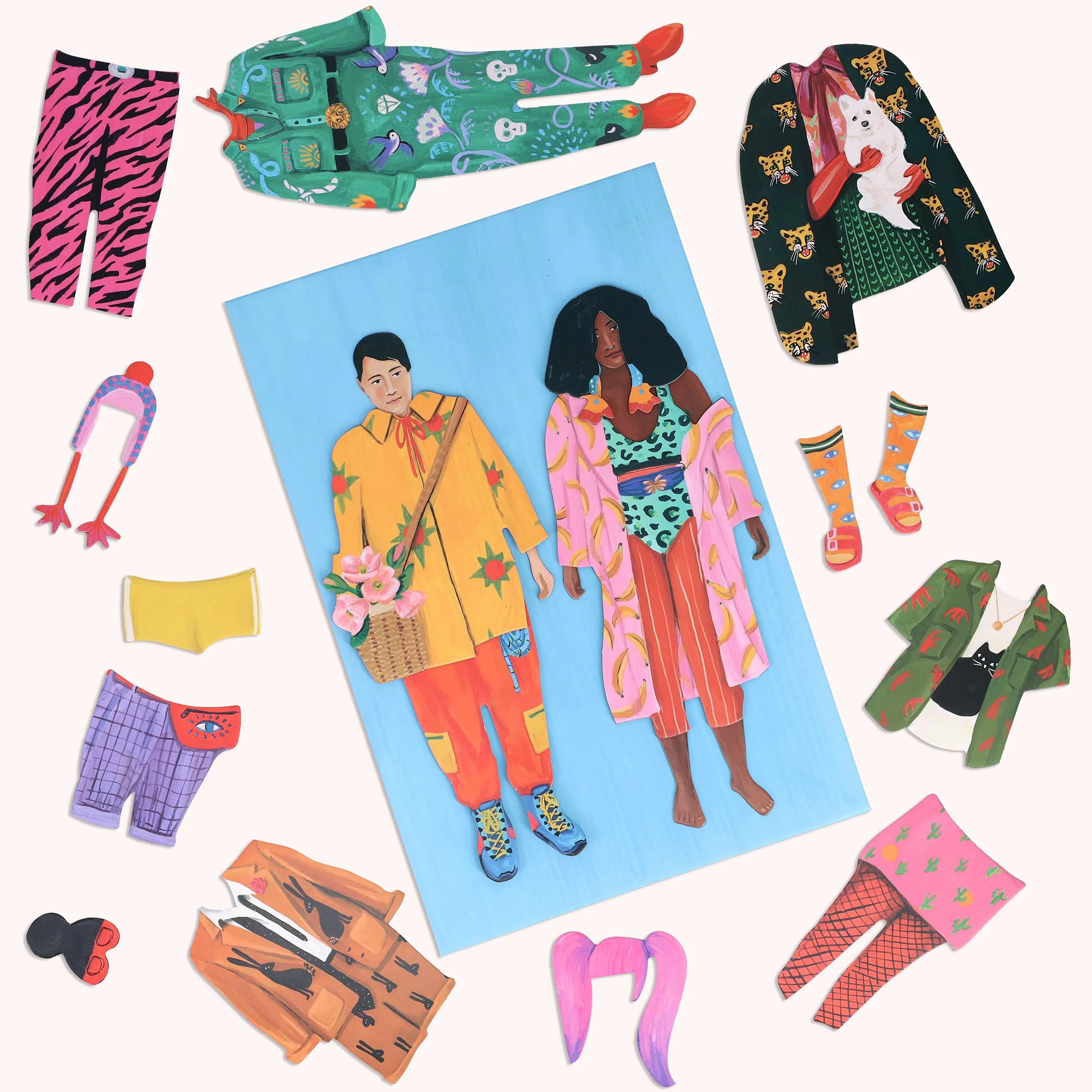 Chronicle Books Fearless Fashion Magnetic Dolls | Mix-N-Match Set | 4 Dolls, 50 Pieces, Thousands of Combinations