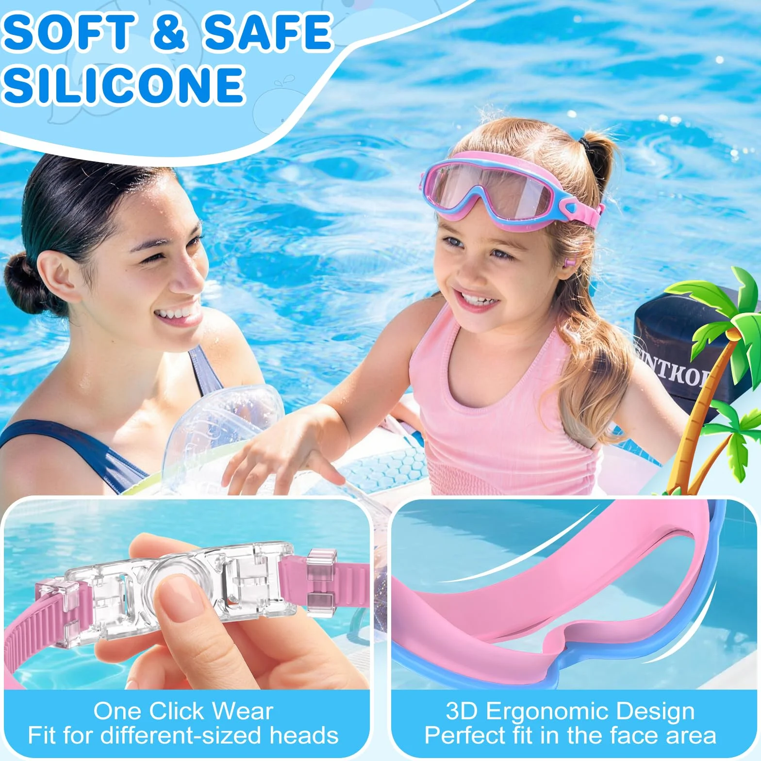 SHINER Gafas natación niño 3-15 años antivaho impermeables máscara buceo panorámica 180° piscina niños