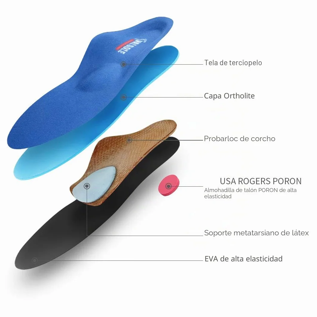 VALSOLE Plantillas Ortopédicas soportes de arco y talones la absorción de choque- para el dolor de talón, pie plano, Fascitis Plantar, dolor de rodilla y espalda