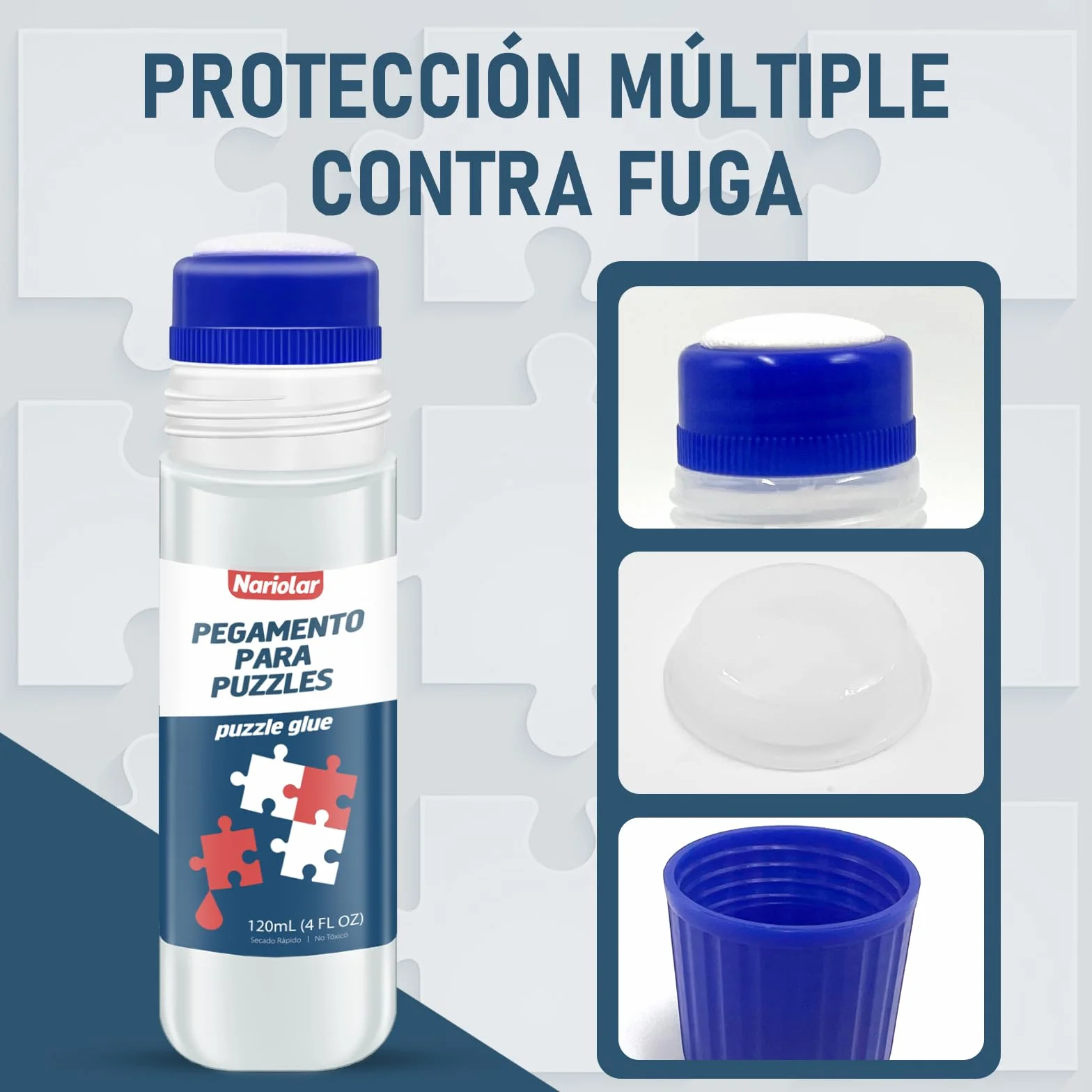 Nariolar Pegamento Puzzle, 2 * 120ml Pegamento para Rompecabezas, con Aplicador y Secado Rápido