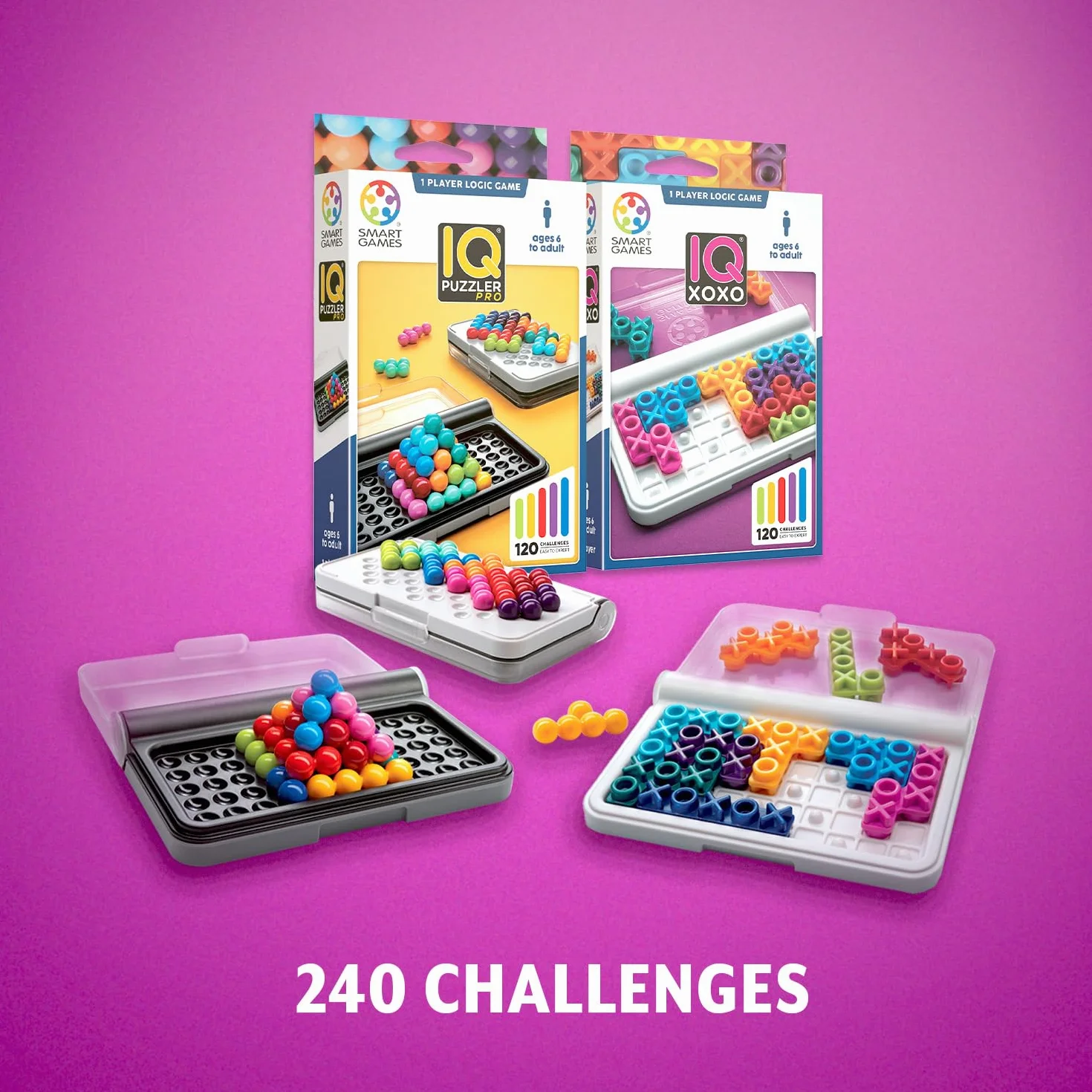 Smart Games - Iq Puzzler Pro + Iq XOXO | Juegos De Mesa Niños 6 Años | Juegos Educativos 6 Años | Juego de Mesa De Lógica para Niños | Juego Infantiles