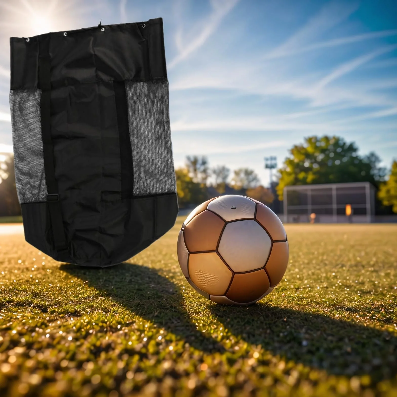Bolsa de red porta balones de gran capacidad impermeable 15-20 bolas fútbol baloncesto